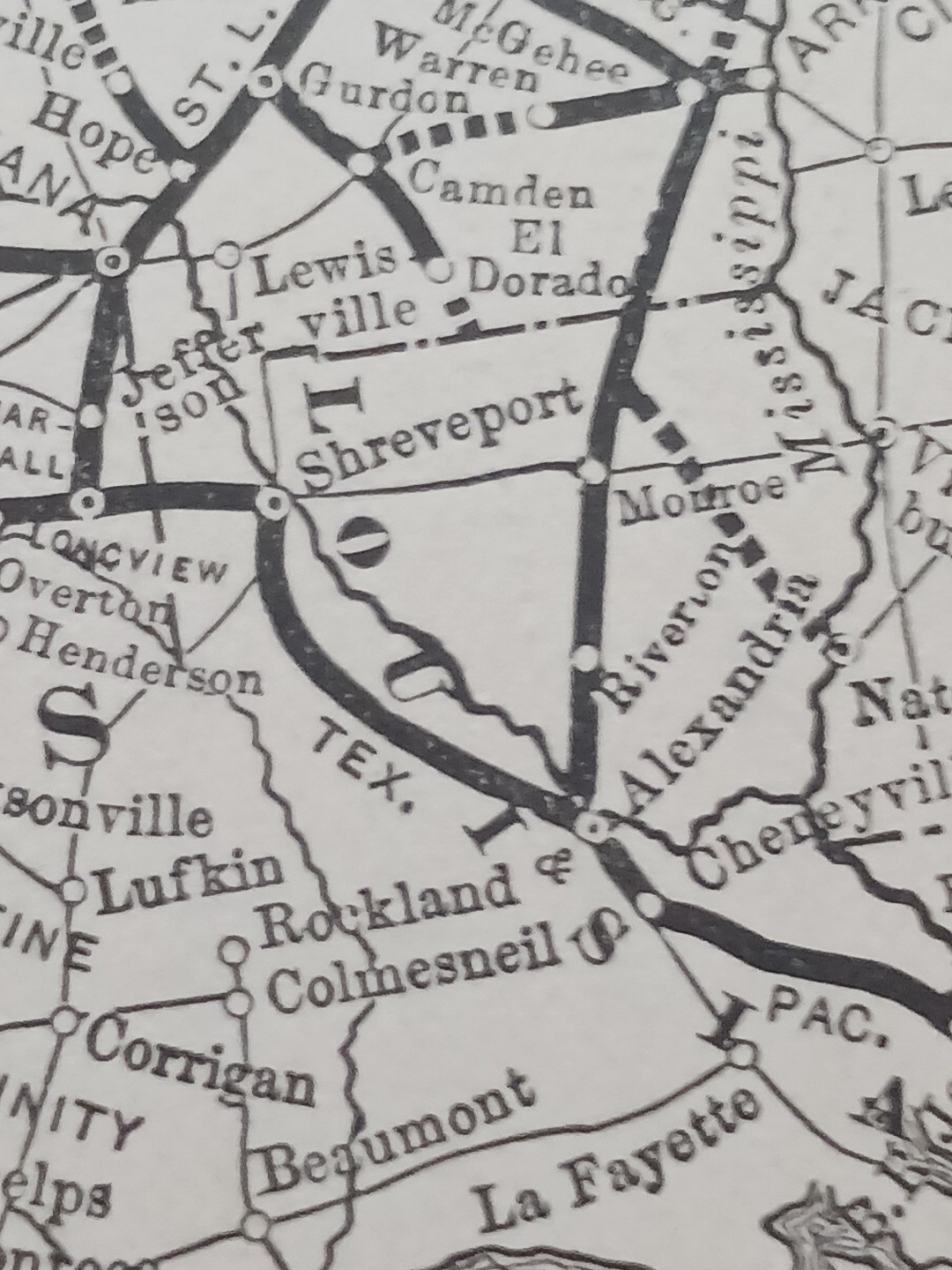 ~1895 Train Route Map MISSOURI PACIFIC RAILWAY All Lines Railroad Connections