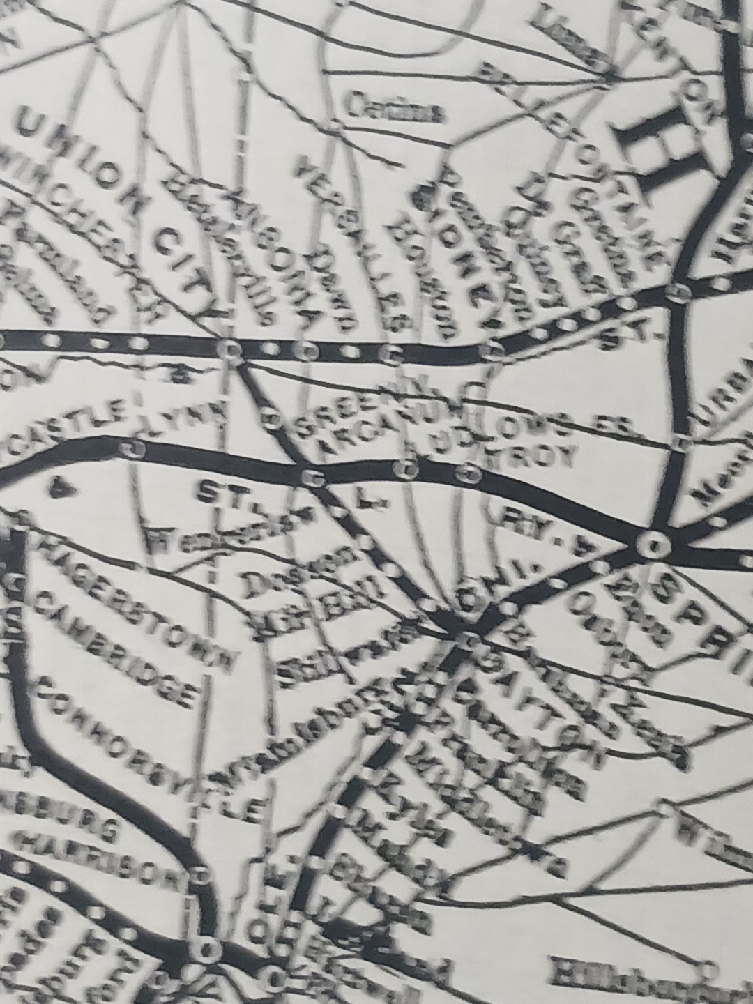~1898 Railroad Train Route Map CLEVELAND CINCINNATI CHICAGO & ST LOUIS RAILWAY