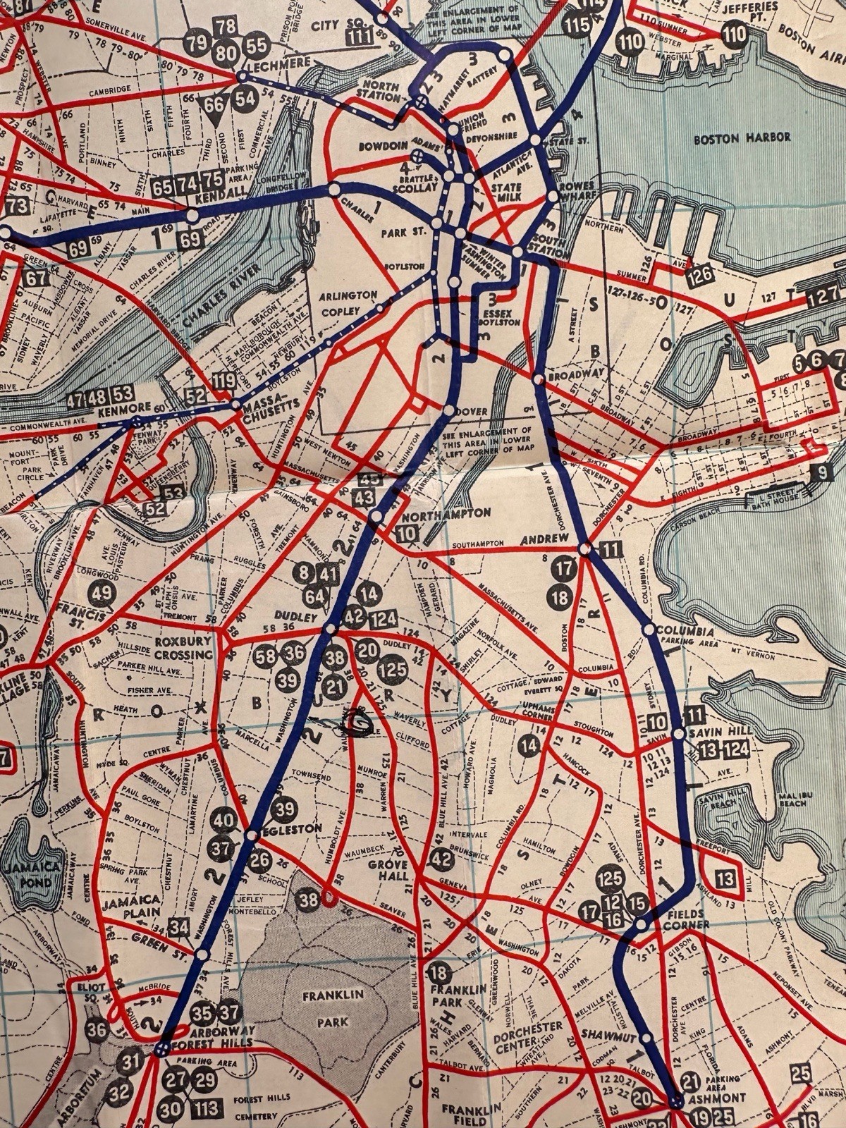 1938 Boston Elevated Railway System Route Map No. 3 Complete Folding Transit Map