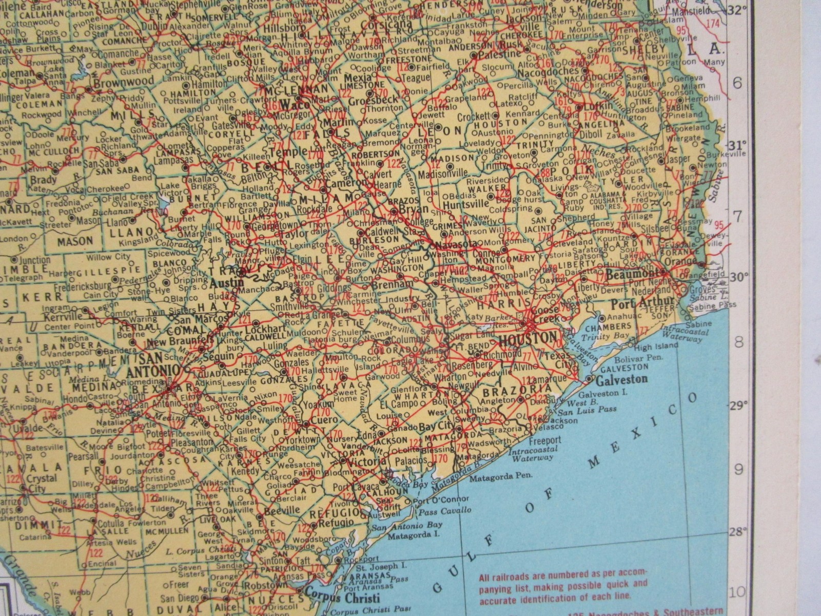 TX UT 1949 TEXAS RAILROAD Map NACOGDOCHES S’EASTRN RR or UTAH 1940s Post WWII