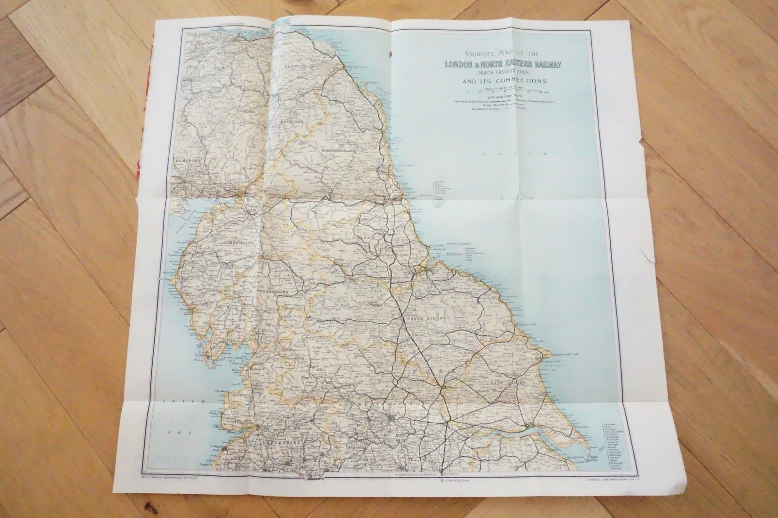 LNER North Eastern Area Connections Railway Map 49cm x 40cm