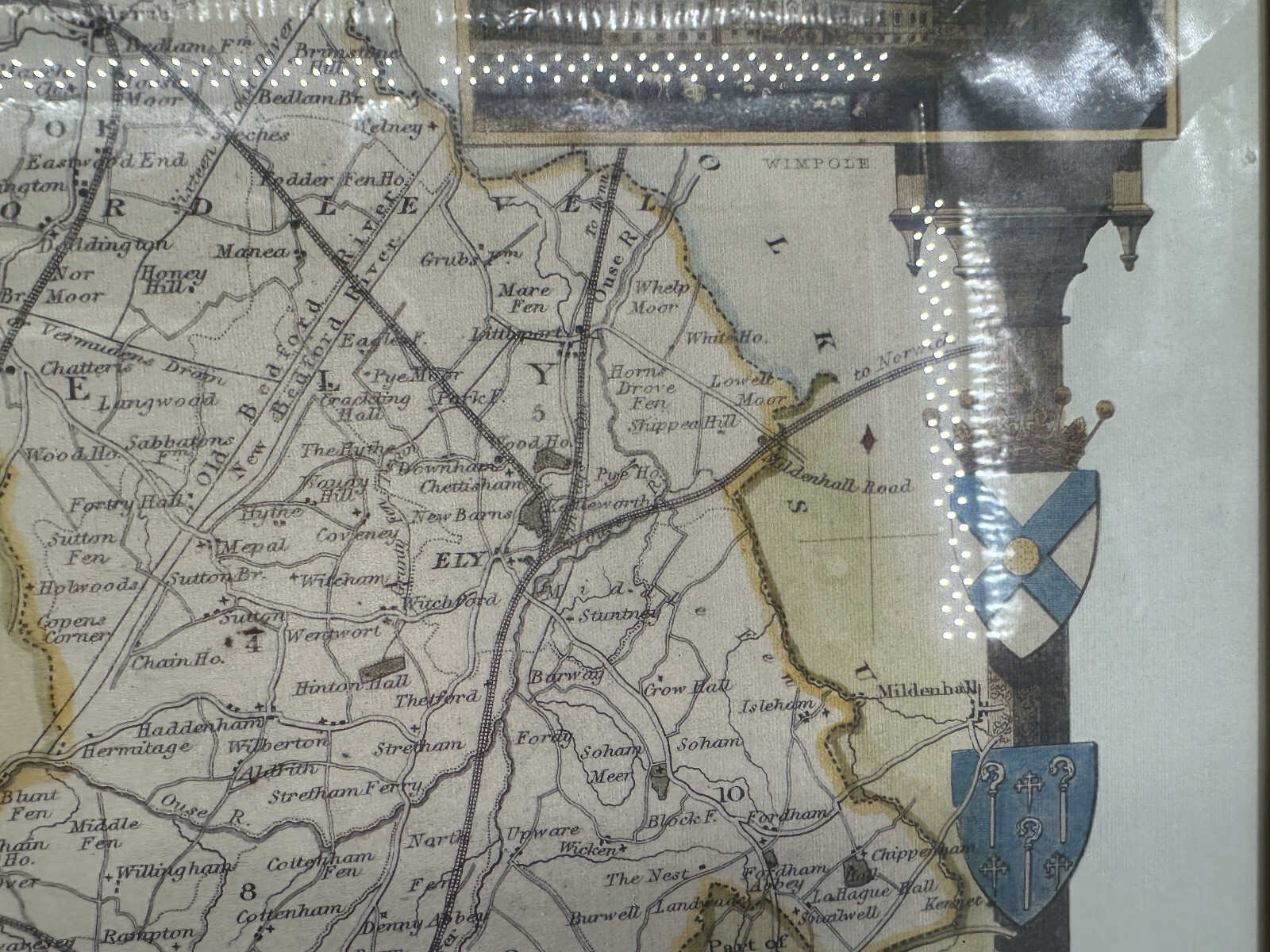 Cambridgeshire Railway Stations Map ~ Framed 17″ x 21″