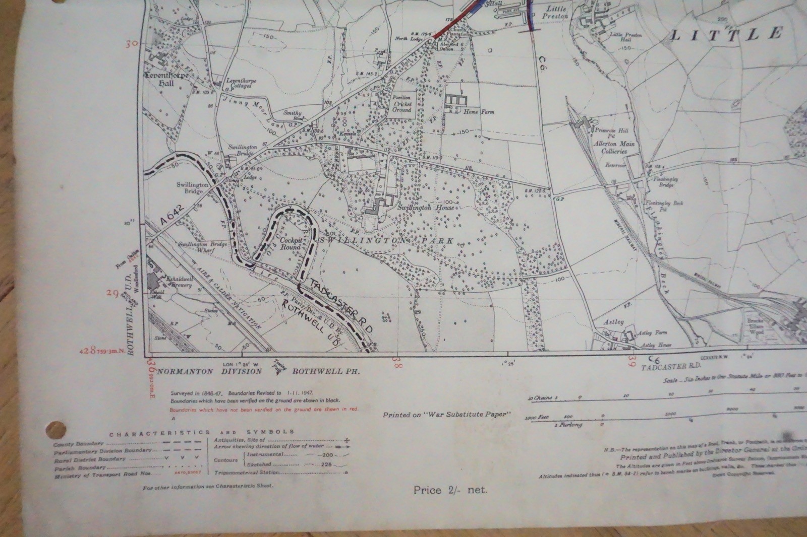 1938 Swillington Garforth Kippax Yorkshire LNER Railway OS Linen Map Ref 55 *