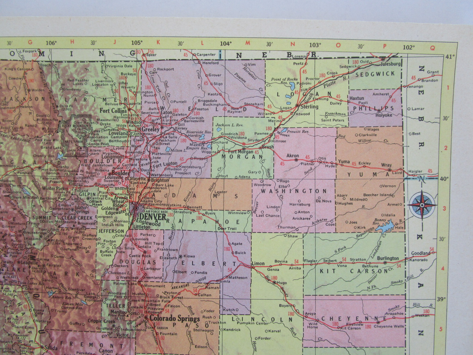 CO CT 1955 COLORADO RAILROAD Map SAN LUIS VALLEY SOUTHERN RR ~or~ CONNECTICUT