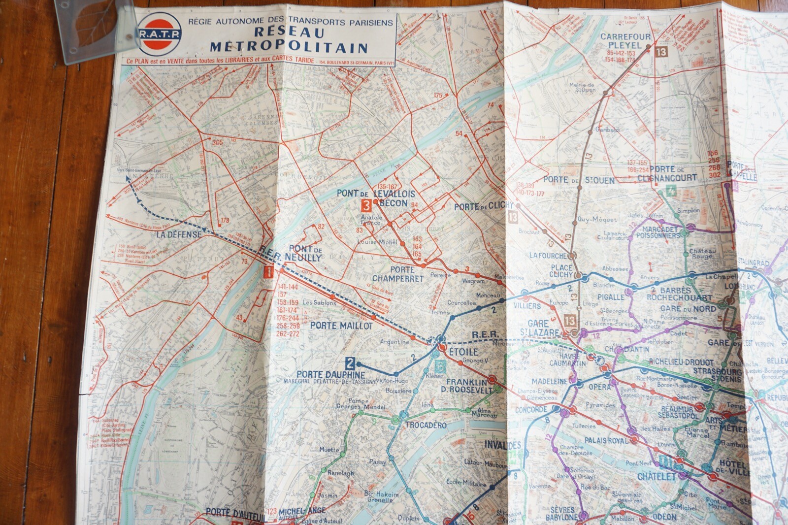 1968 France RATP Metro Underground Tube Map Railway Quad Poster