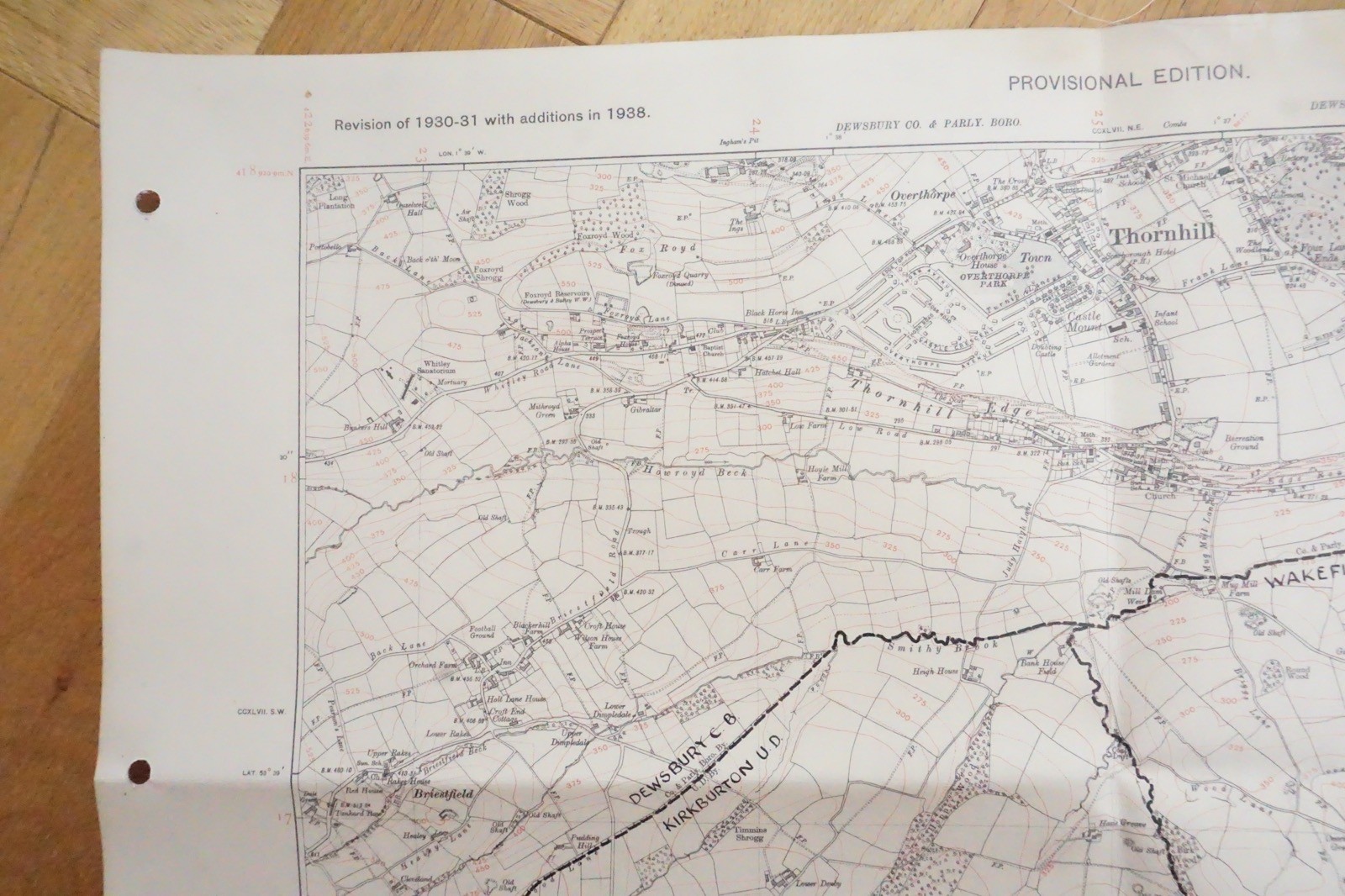 1938 Thornhill Dewsbury Yorkshire LMS Railway OS Linen Map Ref 77 **