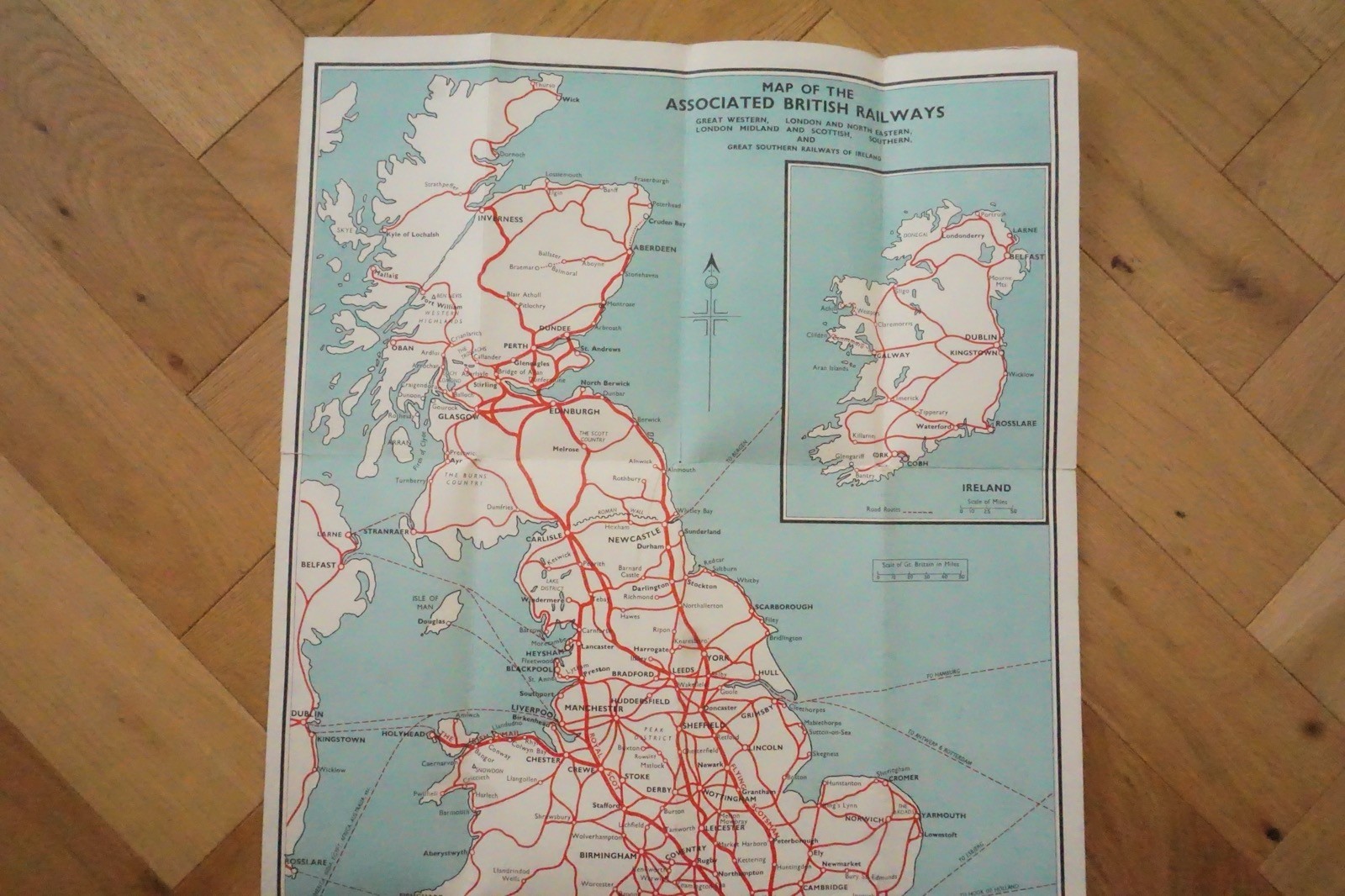 c1950s Associated British Railways Railway Map LNER LMS Southern