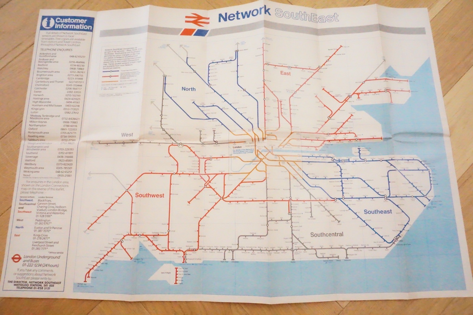 1986 NSE Network SouthEast Railway Map Journey Planner