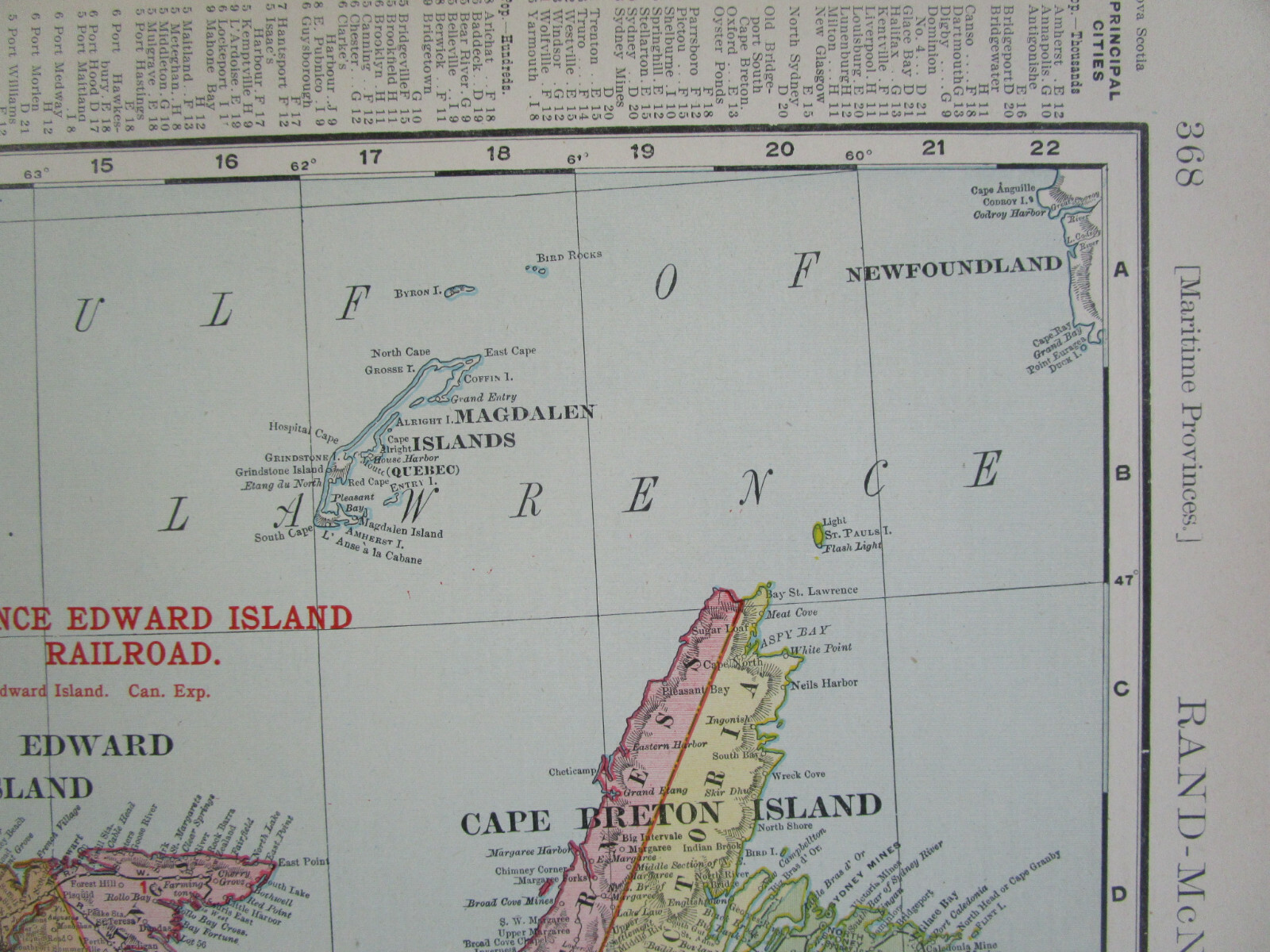 NEW BRUNSWICK NOVA SCOTIA & PRINCE EDWARD ISLAND CANADA 1911 DATED RAILROAD Map