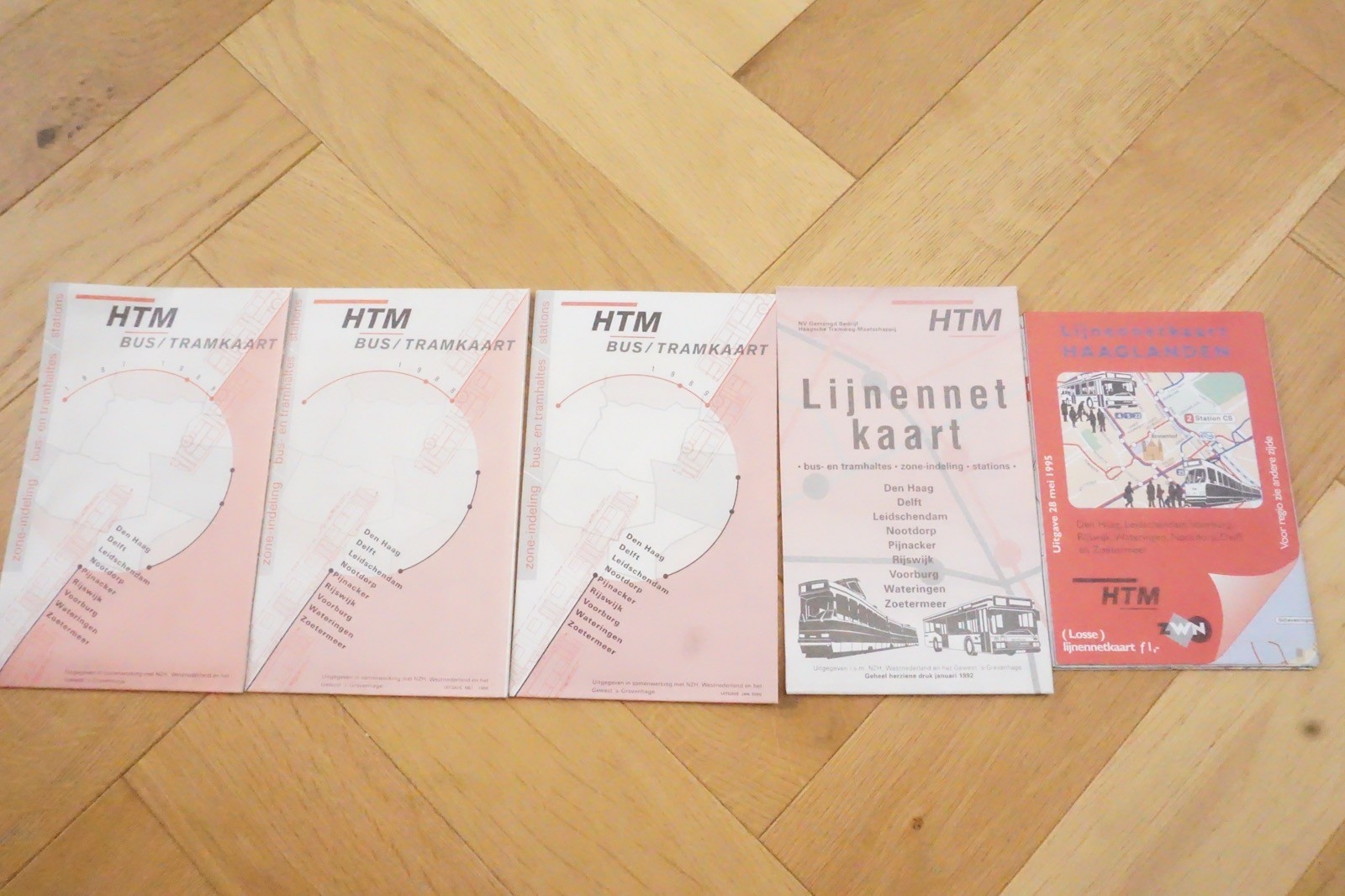 1987 1988 1989 1992 1995 HTM Netherlands Railway Bus Tram Route Map x5