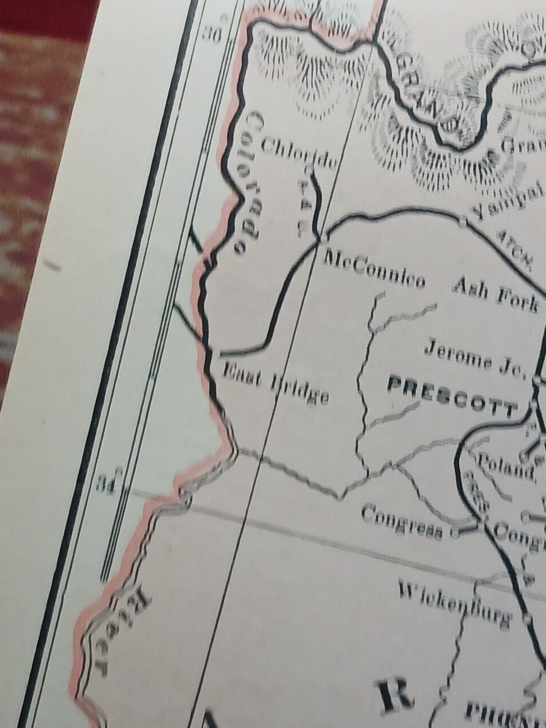 ~1906 Train Route Map COLORADO Utah ARIZONA New Mexico all Railroad Lines 11×9″