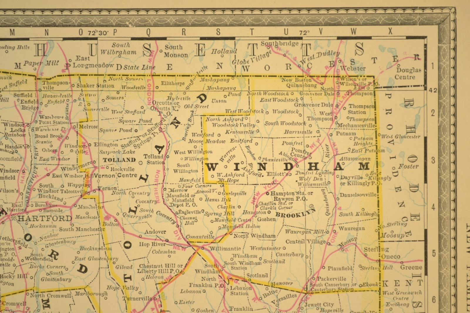 Antique CONNECTICUT Railroad Map NY&NE RR New York & New England RR The Air Line