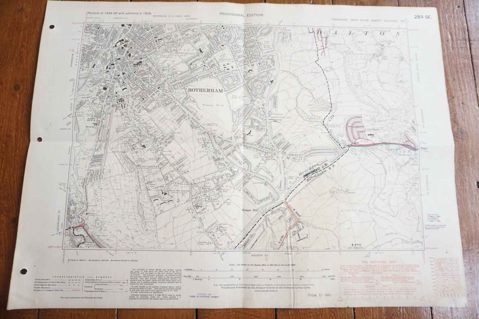 1938 Rotherham Sheffield Yorkshire LMS Railway OS Linen Map Ref 29