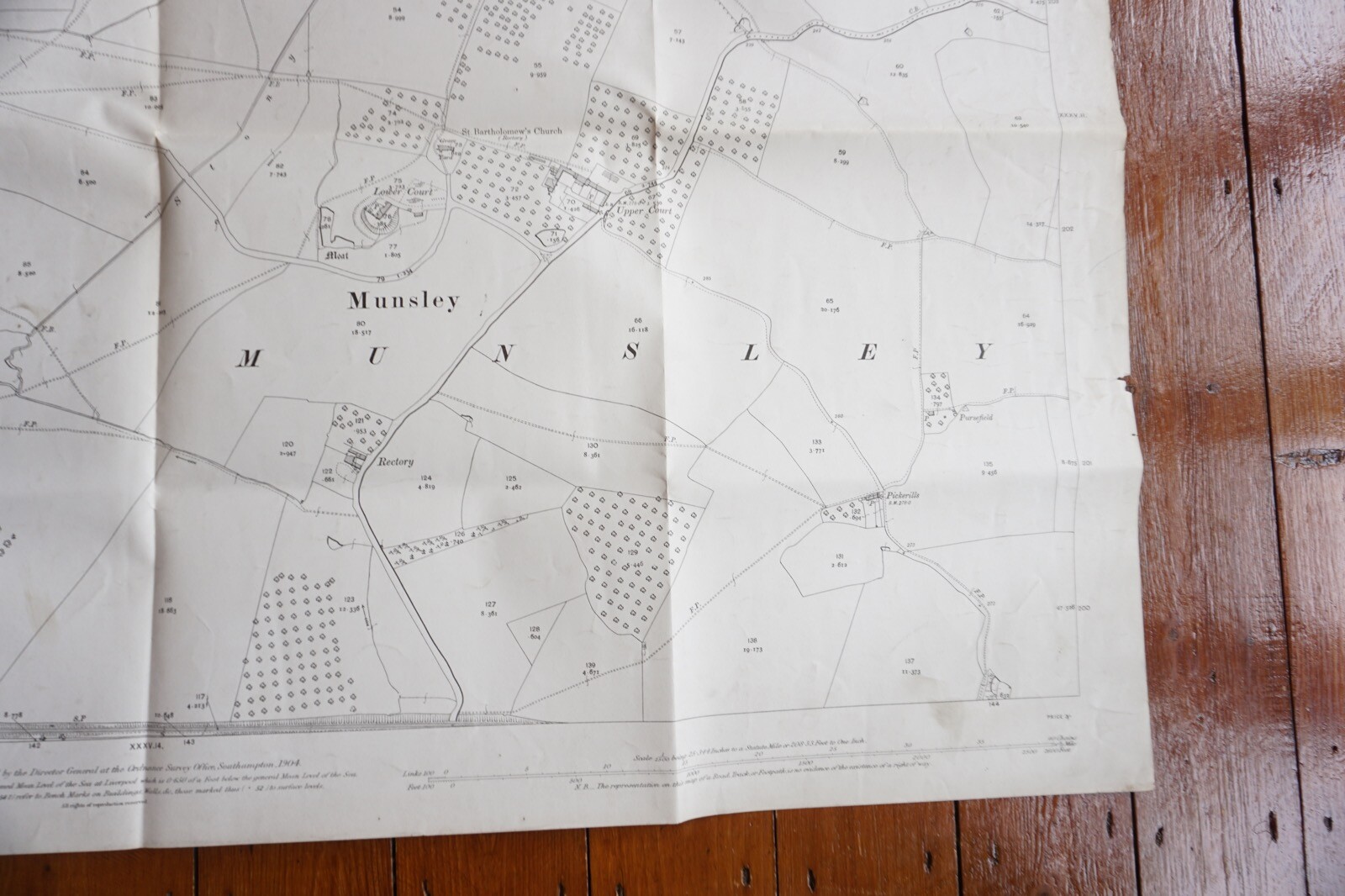 1904 Munsley Herefordshire GWR Great Western OS Railway Map