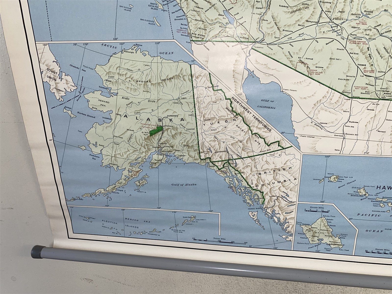 5 foot 1971 Burlington Northern Pacific Railroad Map System