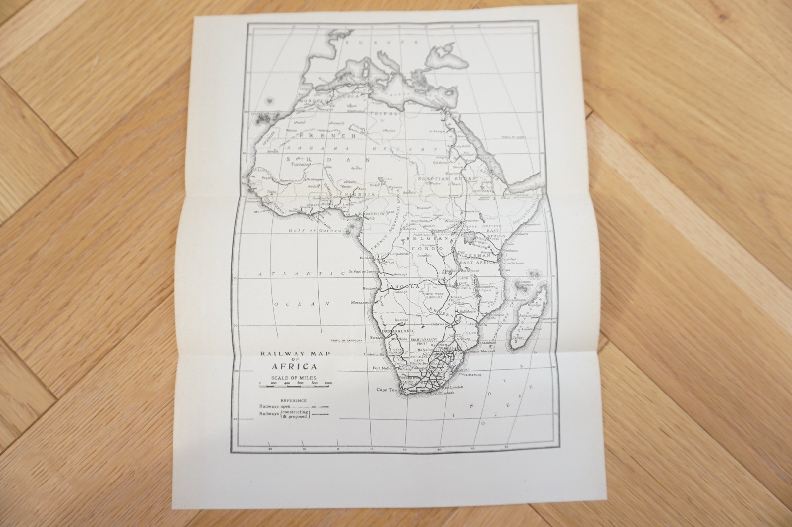 1922 Africa Railway Original Railway Map