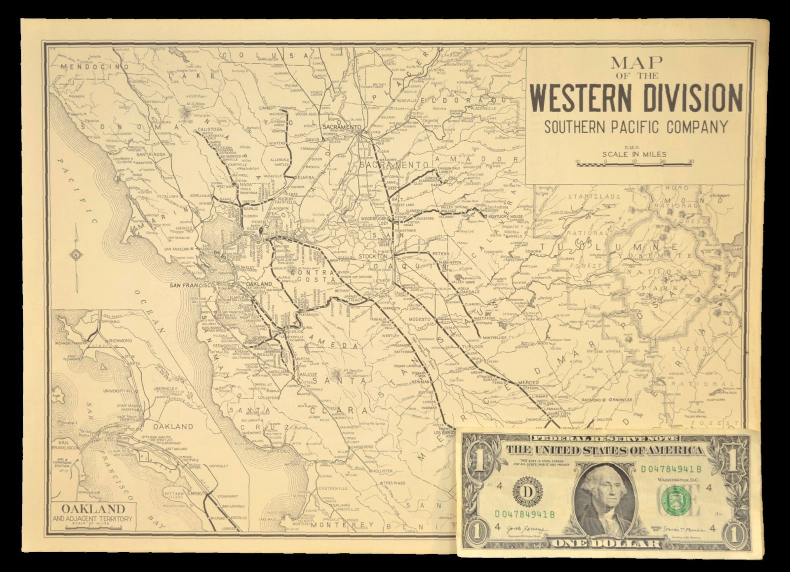 Southern Pacific Railroad Map Western Division Oakland Pier SF&O RR Napa Valley
