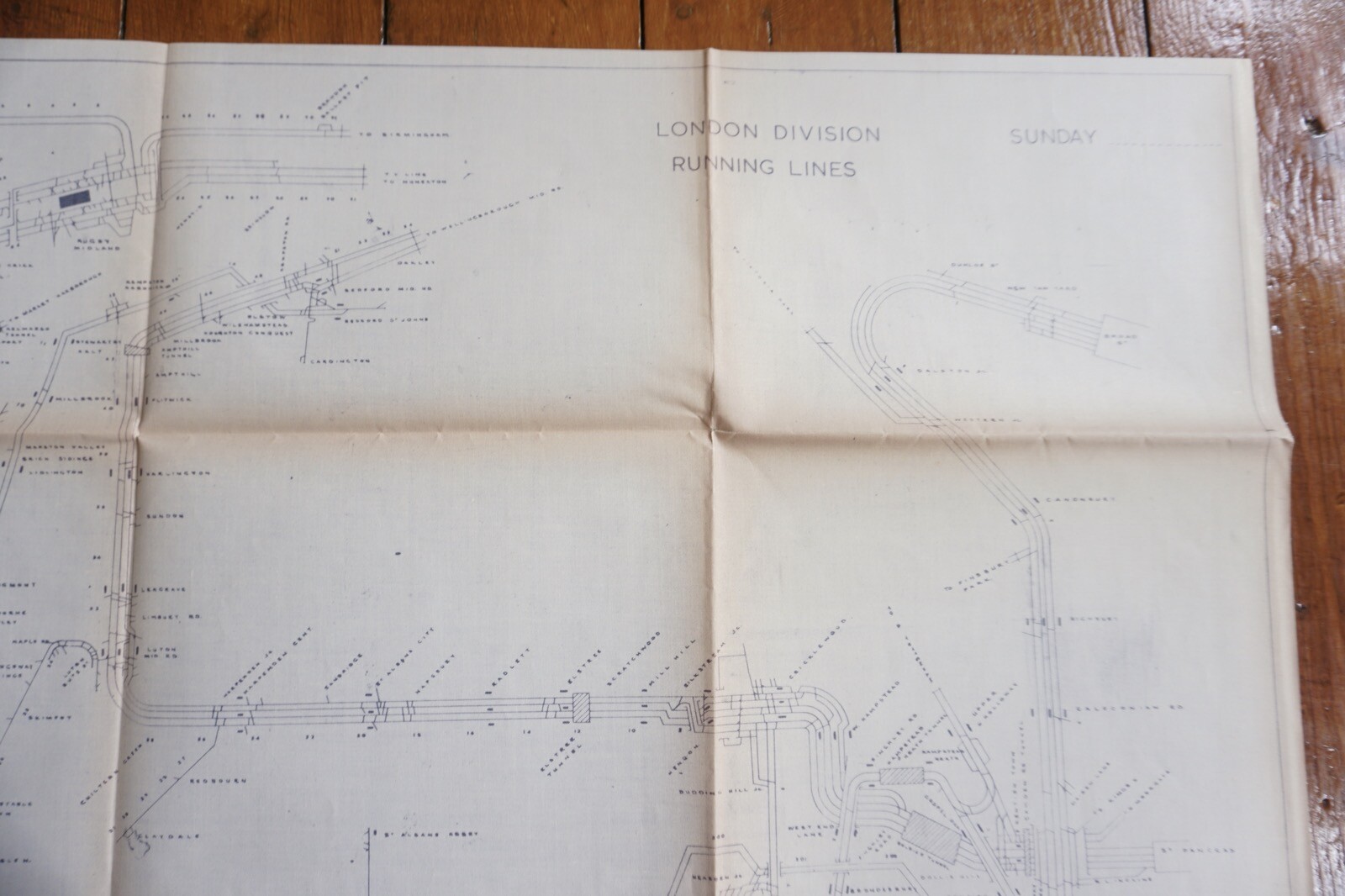 c1960s Watford Running Lines Division Linen Track Route Plan Railway Map