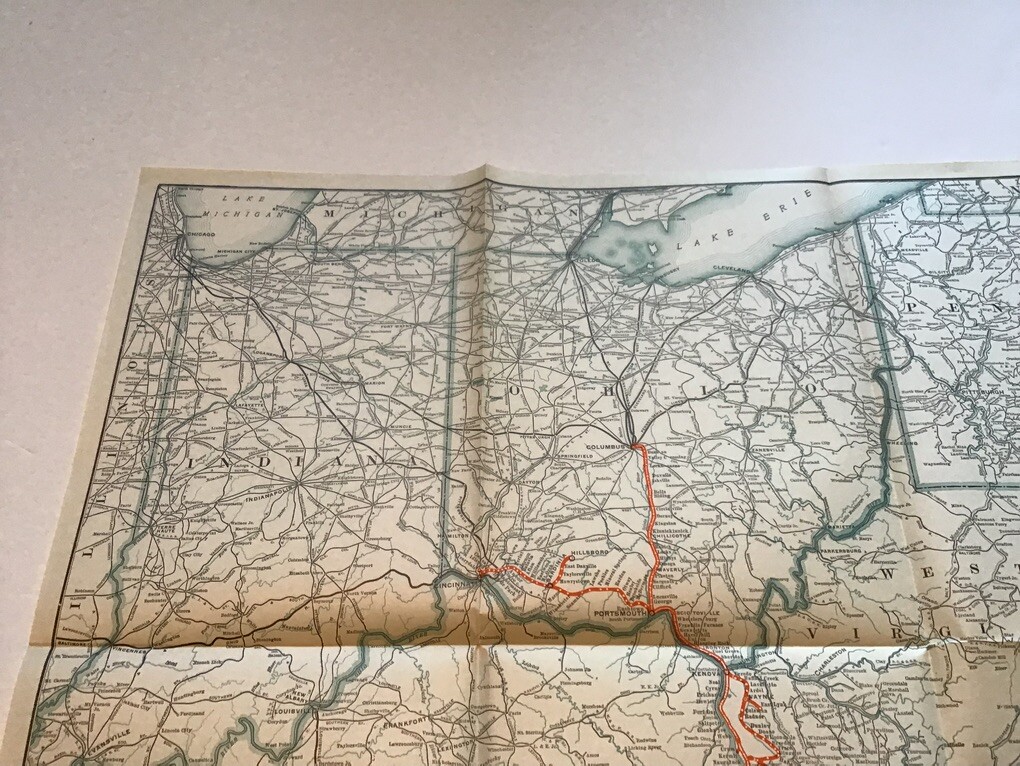vintage railroad map: 22×32″ NORFOLK & WESTERN Railway 1925