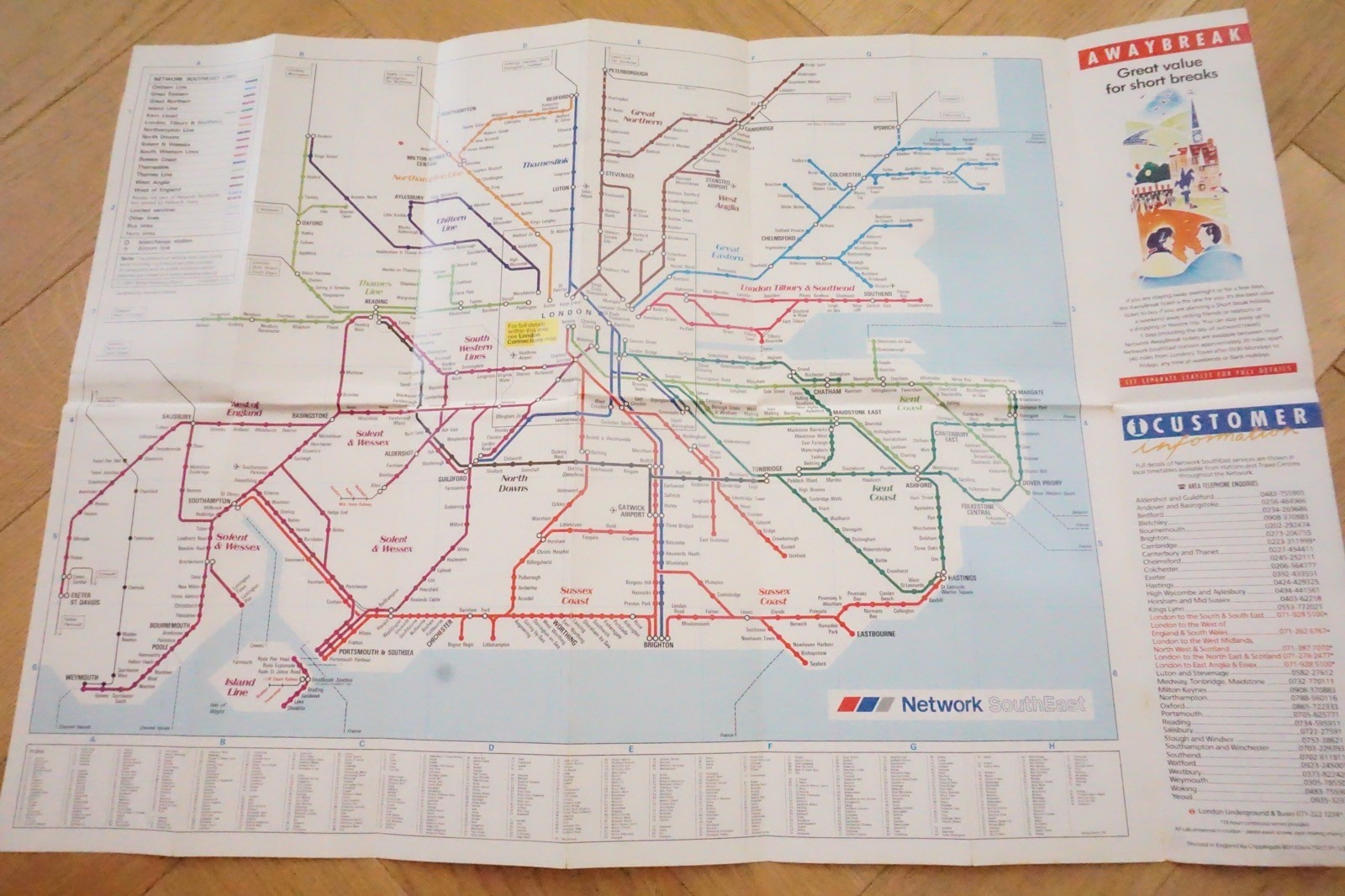 1991 – 1992 NSE Network SouthEast Railway Map