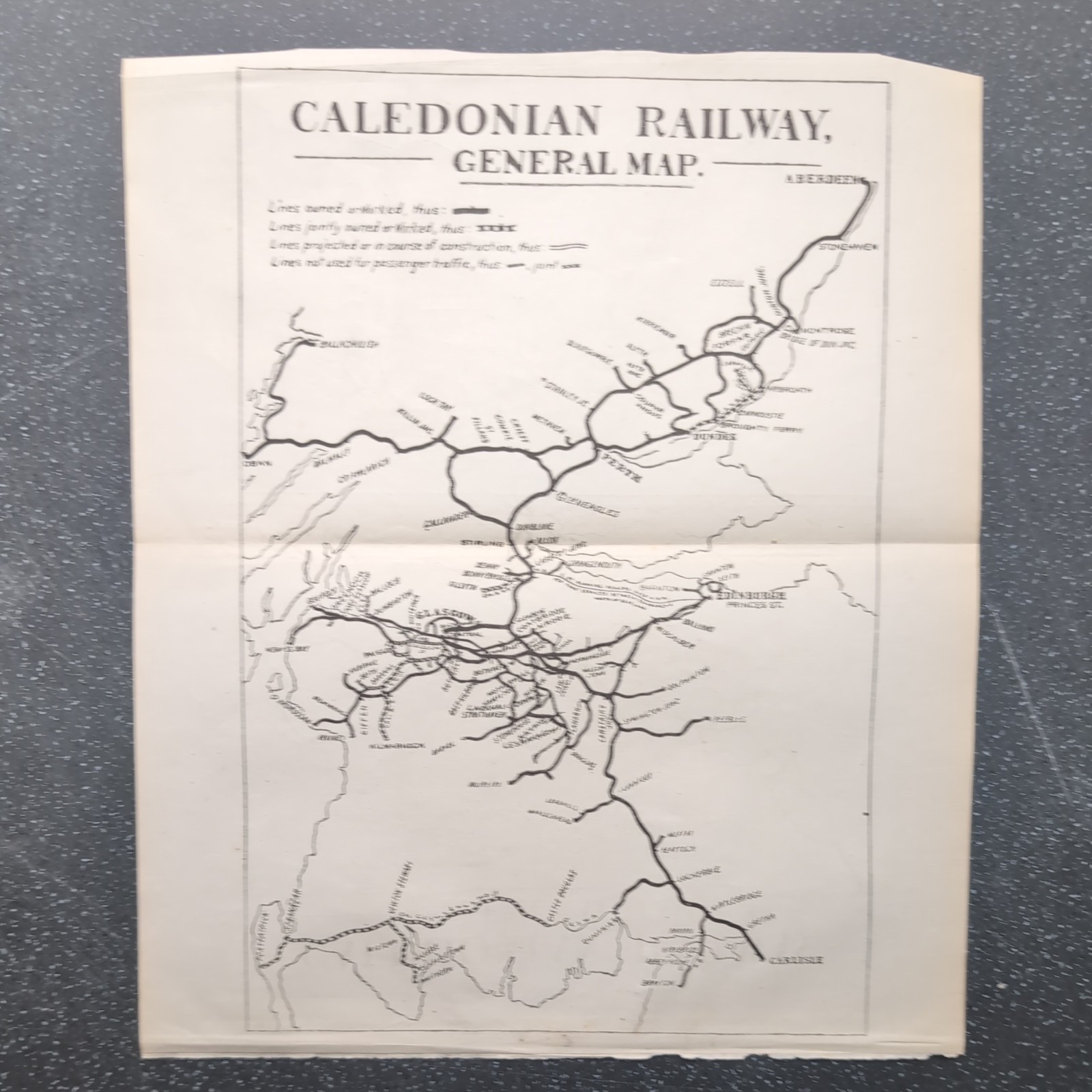Original 1919 Map Of Caledonian Railway General Map