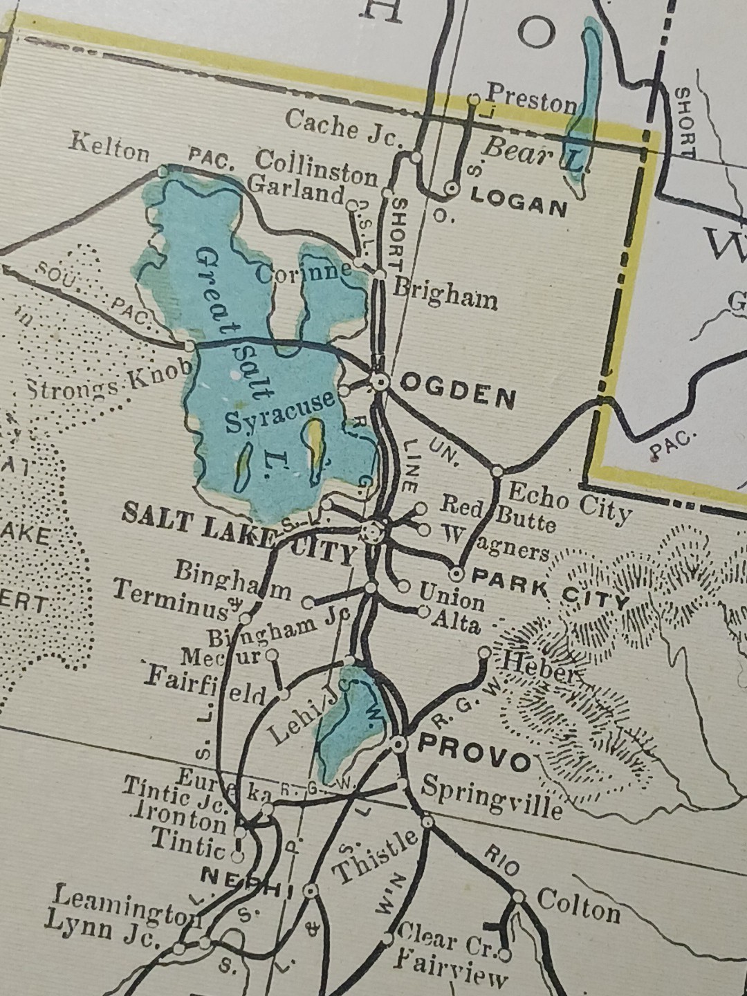 ~1906 Train Route Map COLORADO Utah ARIZONA New Mexico all Railroad Lines 11×9″