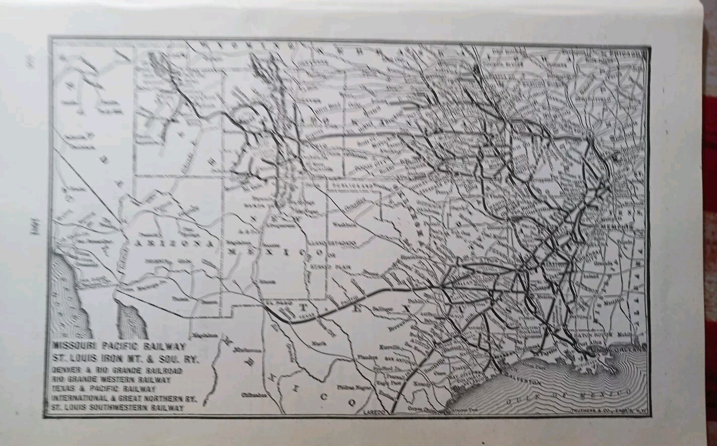 1906 Train Route Map MISSOURI PACIFIC RAILWAY St Louis Iron Mountain Railroad