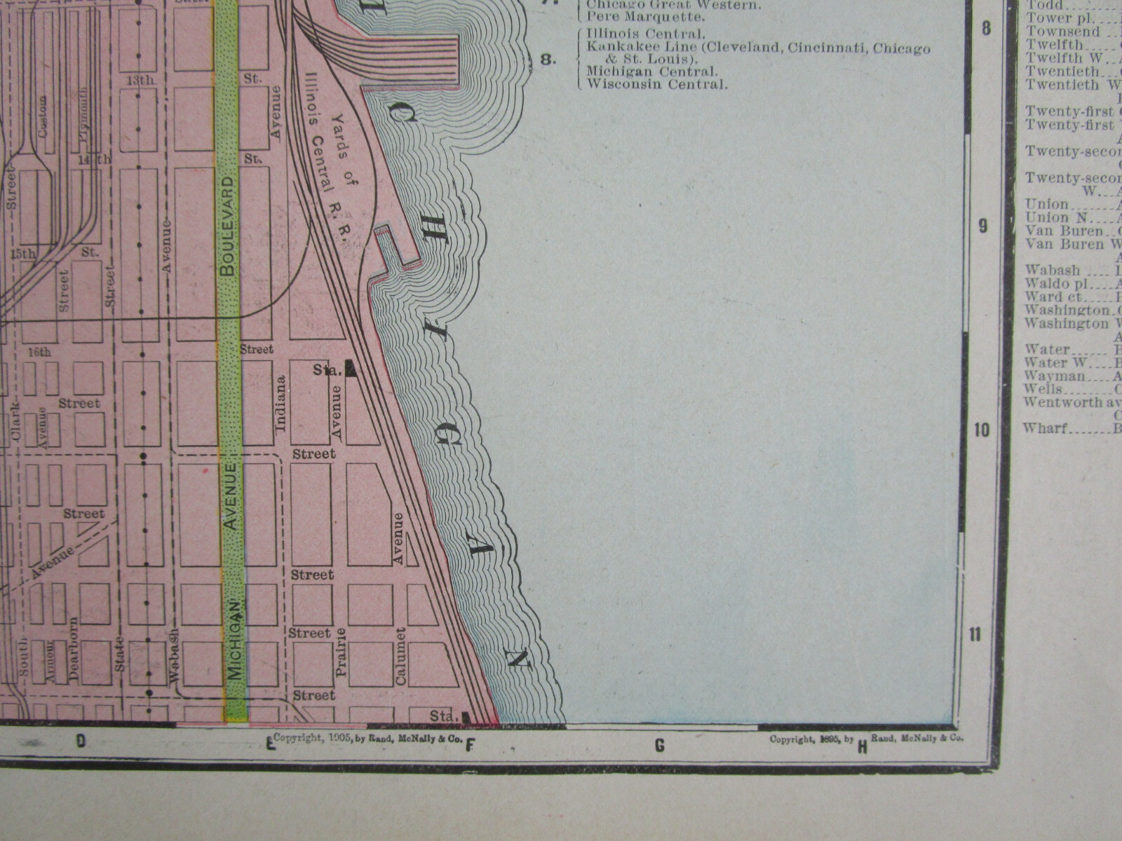 IL 1905 DATED CHICAGO Map McNally RAILROAD DEPOTS STREET LINES or ILLINOIS State