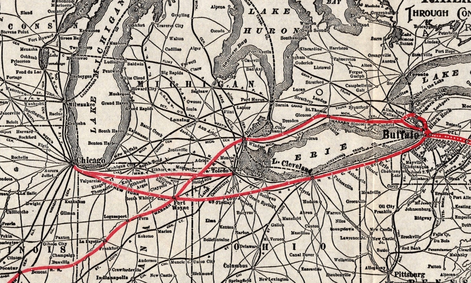 1910 Antique Delaware Lackawanna and Western Railroad Map Railway Map 2655