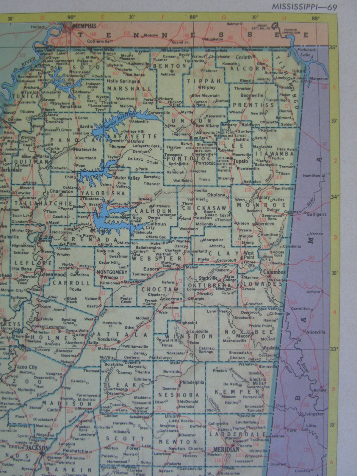 MS MO 1953 MISSISSIPPI RAILROAD Map CANTON & CARTHAGE RR or MISSOURI 1950s WAB