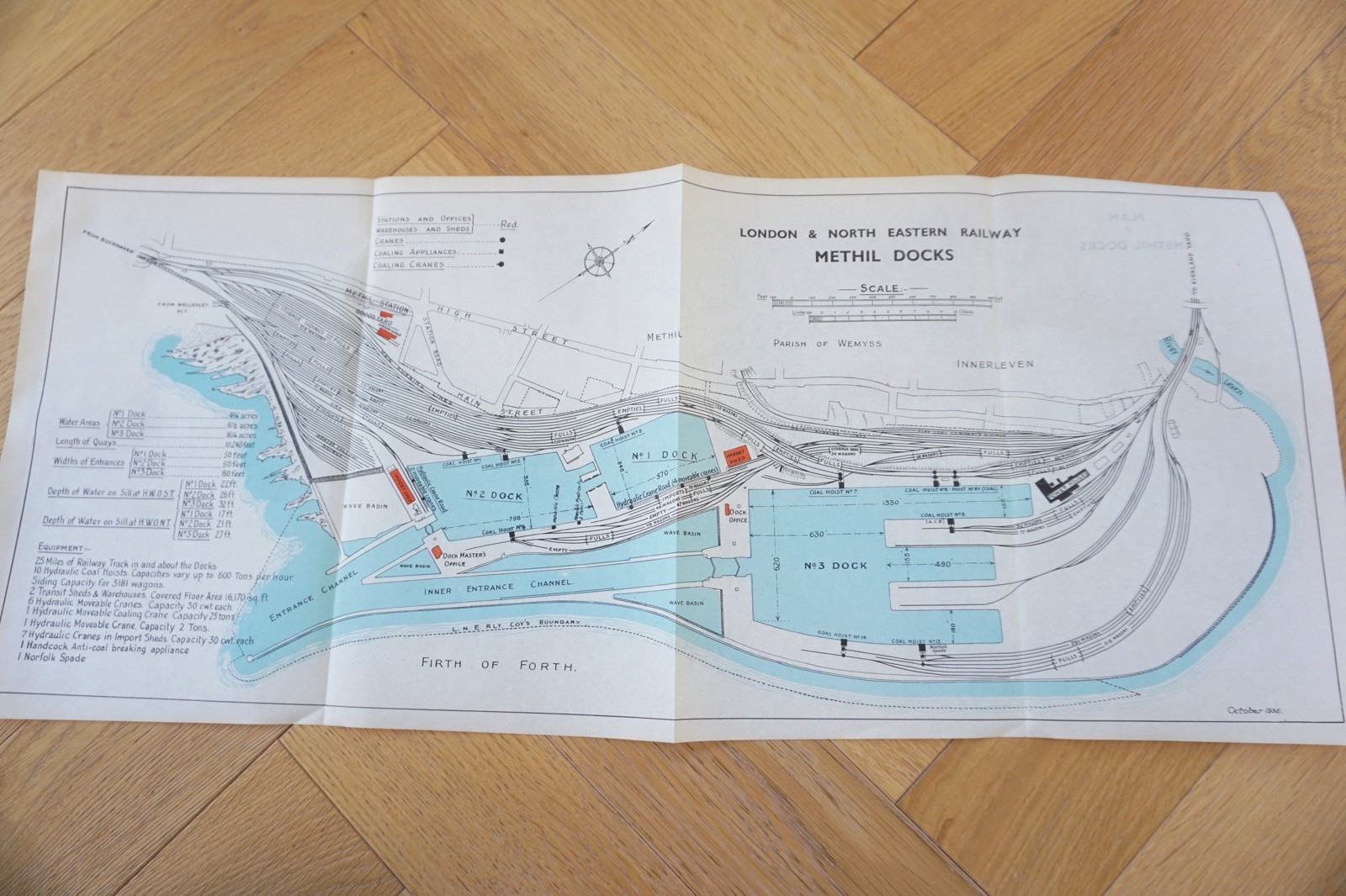 1936 LNER Methil Docks Railway Plan Map