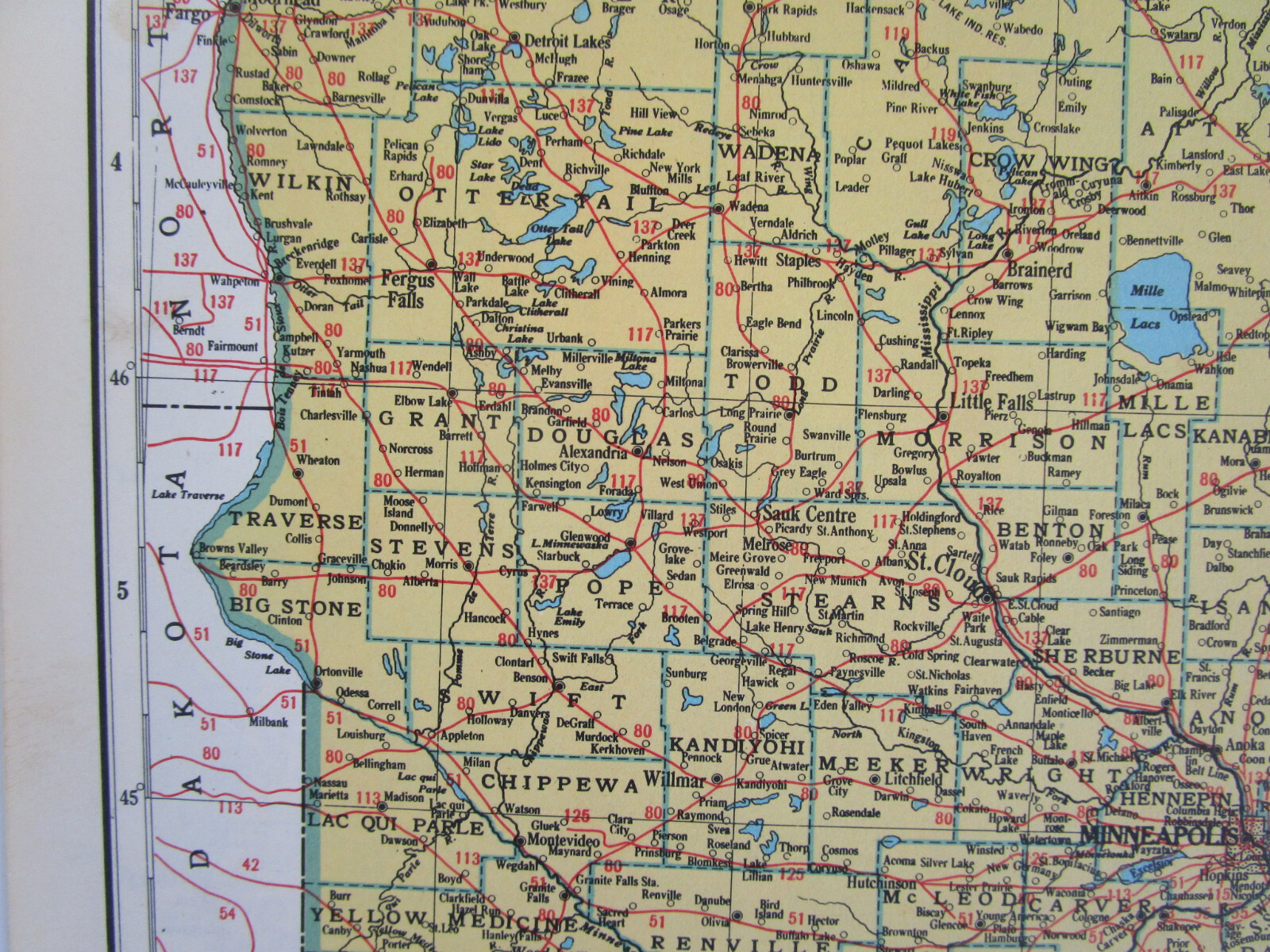MN MI 1948 MINNESOTA RAILROAD Map. DULUTH & NORTHEASTERN RR ~or~ MICHIGAN