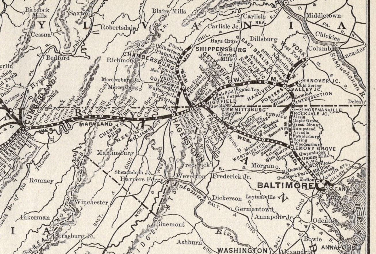 1914 Western Maryland Railway Map Antique Western Maryland Railroad Map 1880
