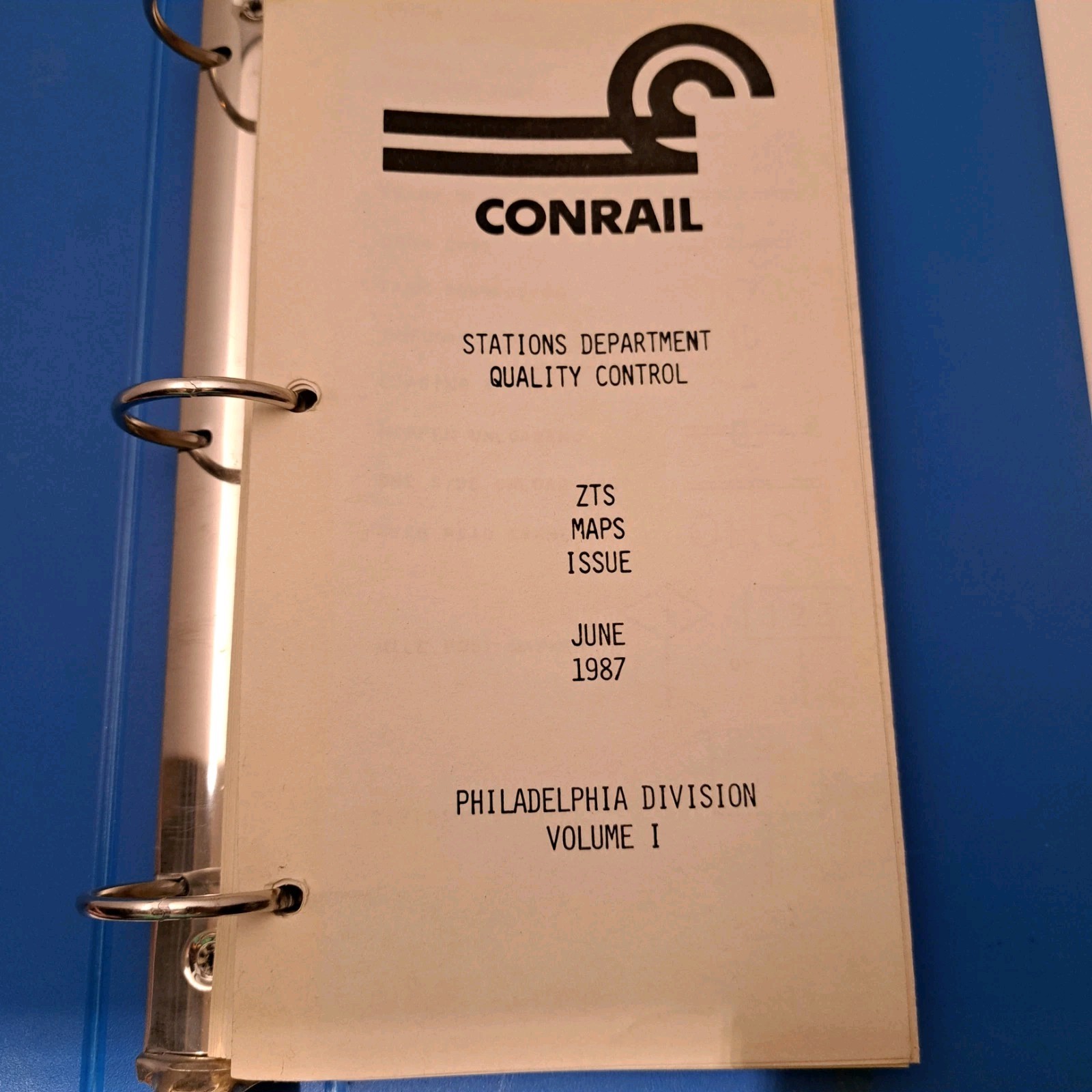 Conrail ZTS Maps Philadelphia Division Stations Department Quality Control 1987