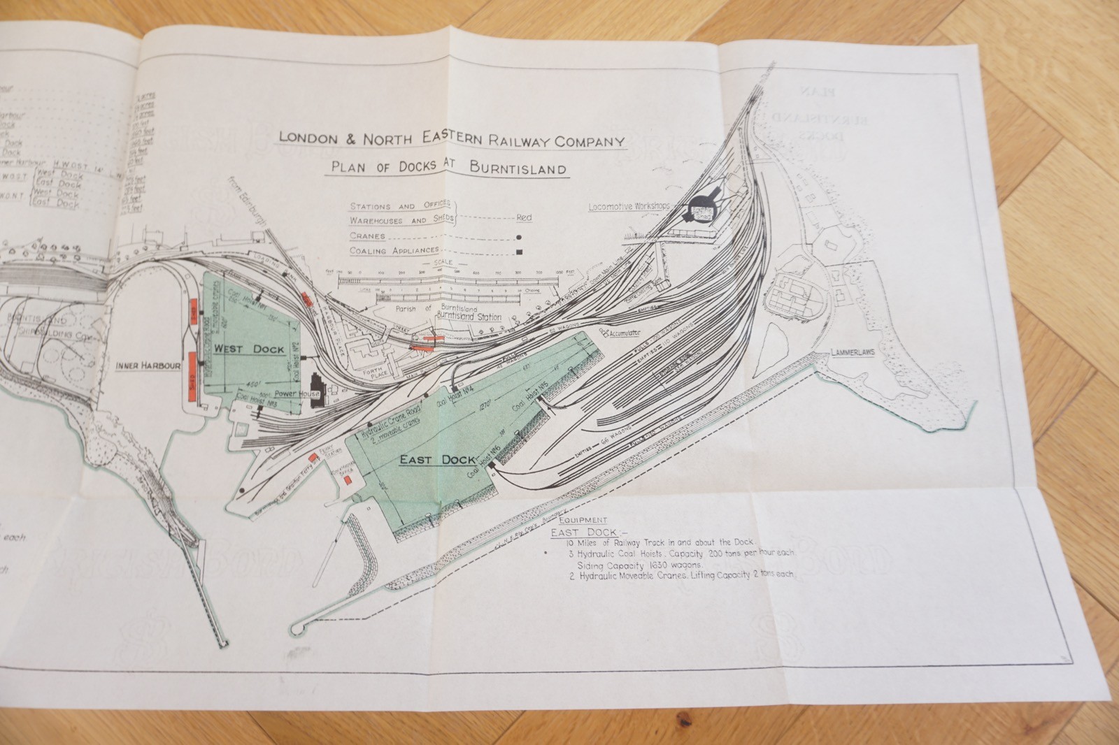 1929 LNER Burntisland Docks Railway Plan Map