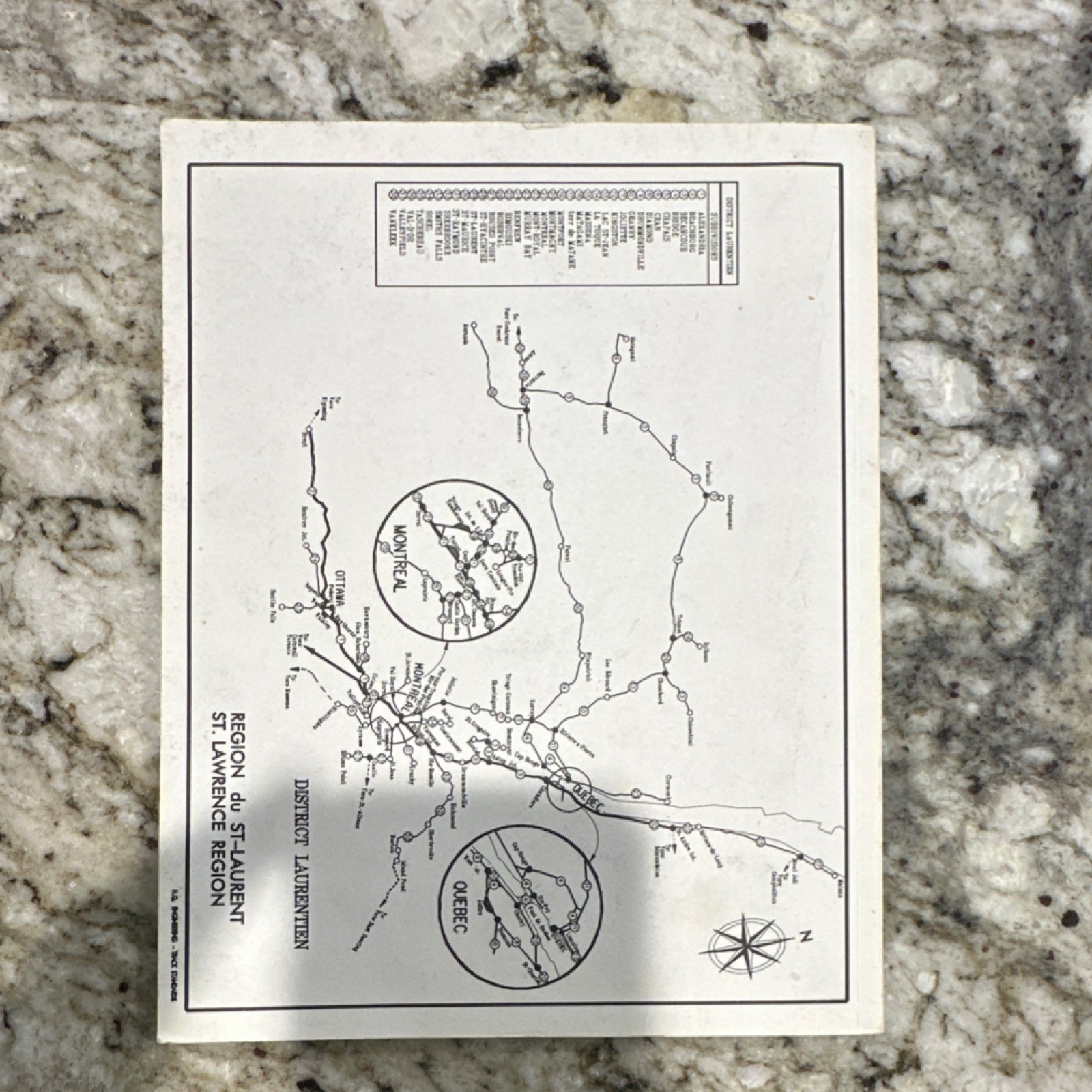 CN St. Lawrence Region Time Table 65 Map 1990
