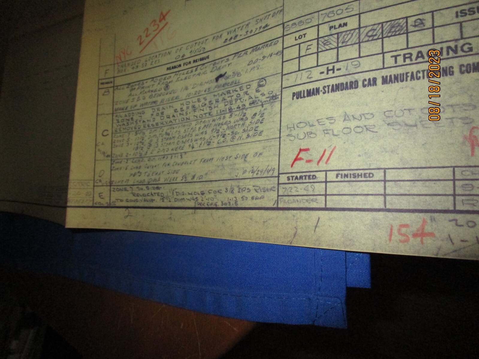 Vintage 1949-1950 Baltimore & Ohio B&O Blueprint Copy Drawing – see photos 18X44