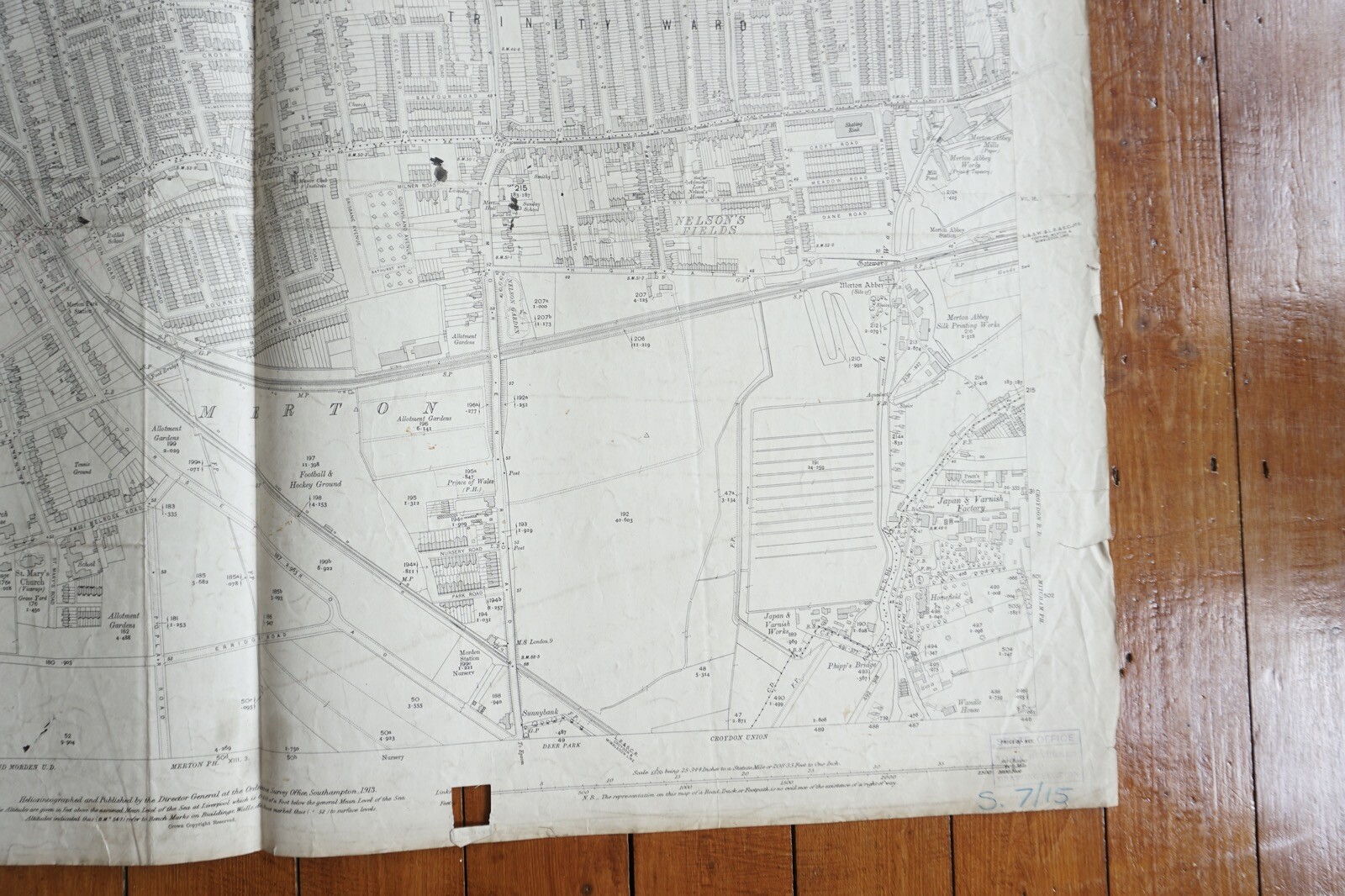 1913 Dundonald South Wimbledon Merton LSWR LBSCR Railway OS Map