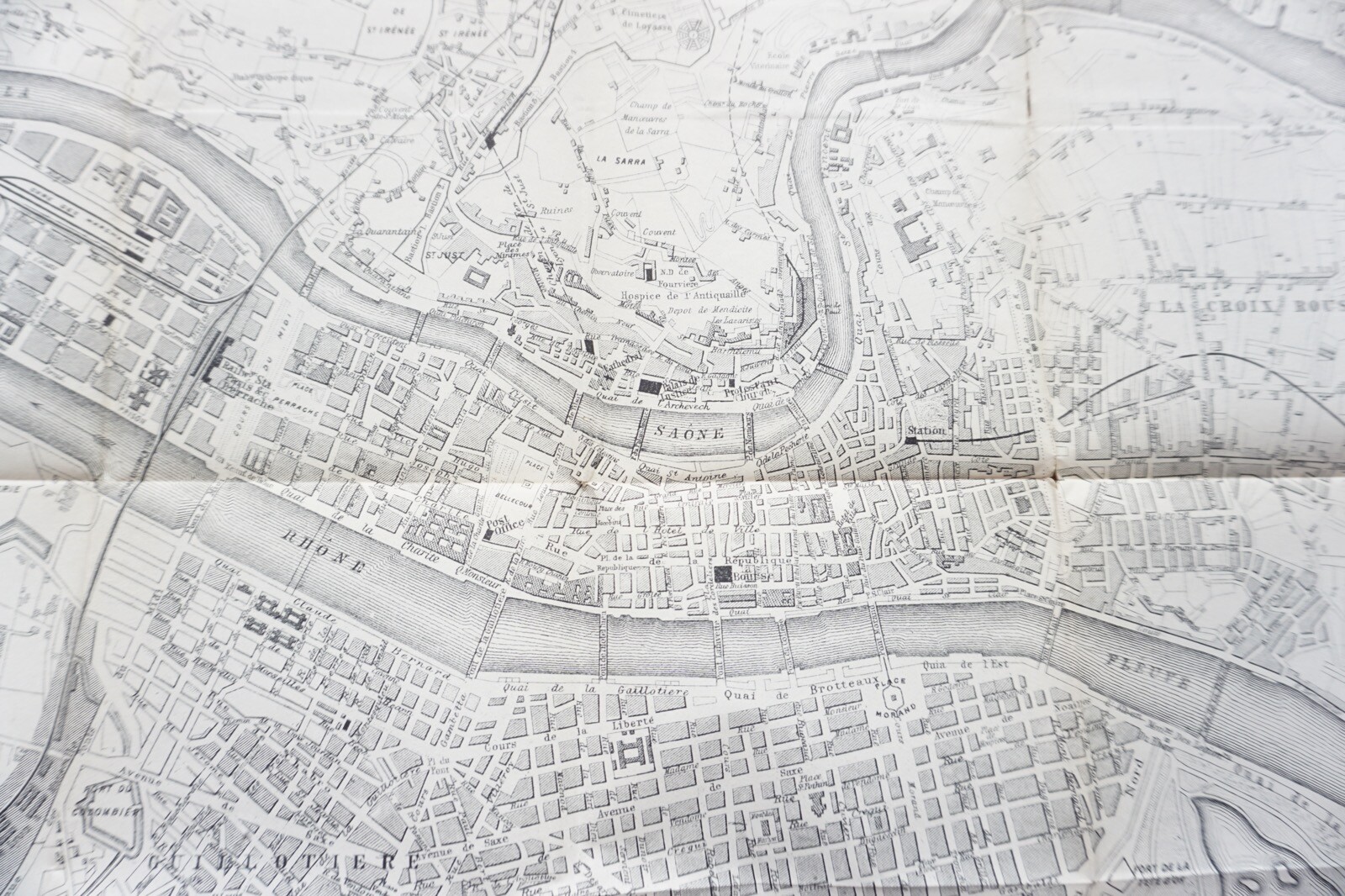 1899 Bradshaws Map of Lyons France Original Railway Map