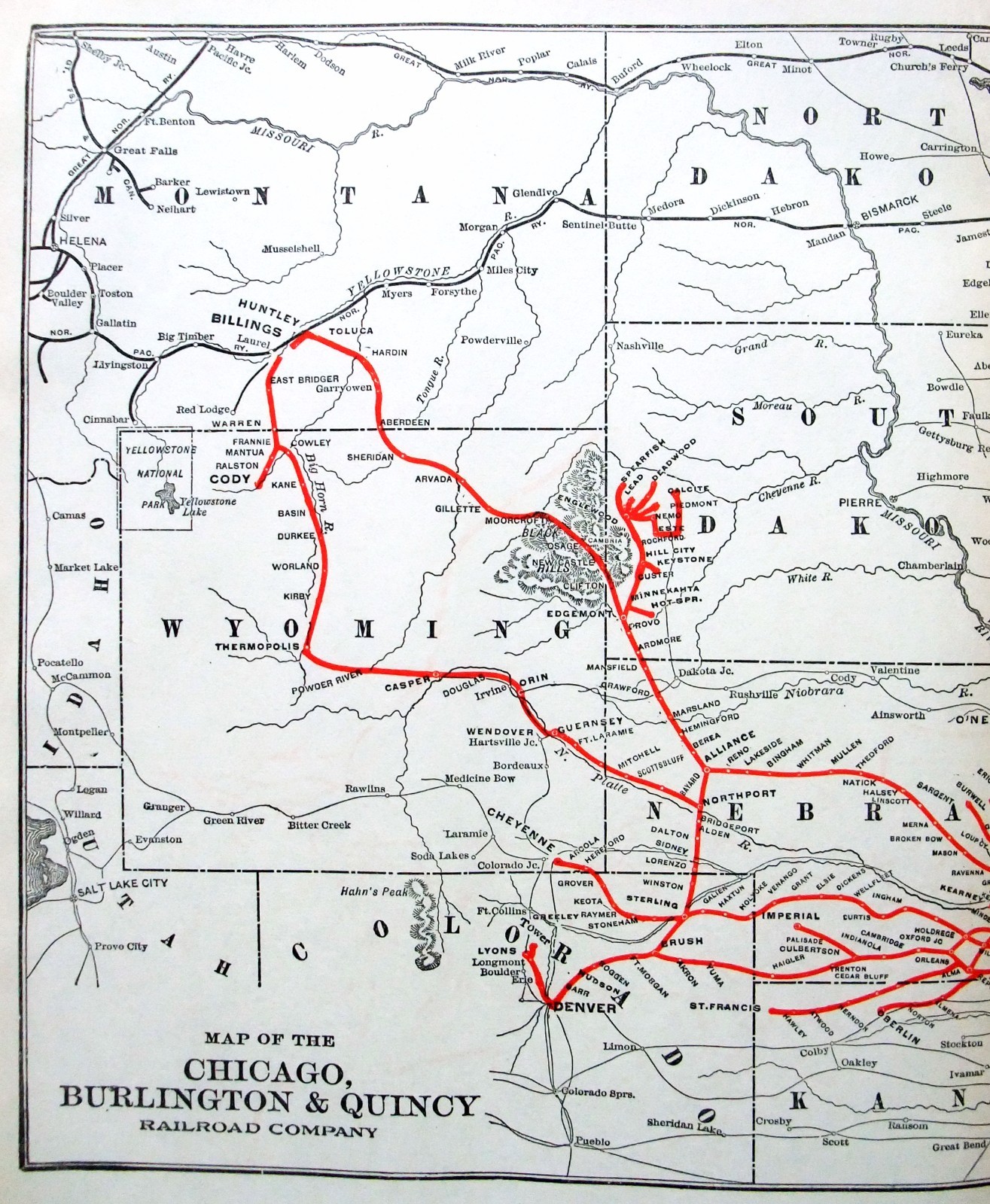 Chicago Burlington & Quincy Railroad – Original 1929 System Map. CBQ Antique