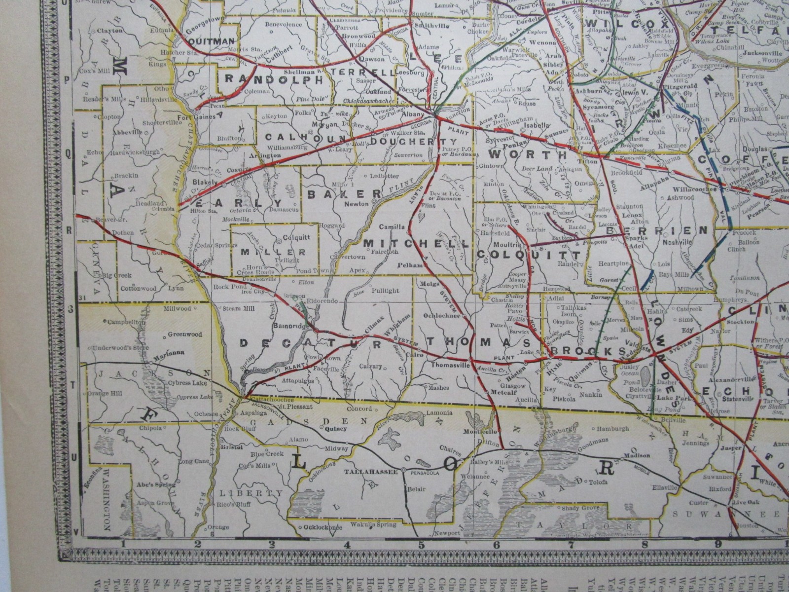 GA 1898 GEORGIA STEAM RAILROADs Map. SMITHONIA & DUNLOP RR, CUYLER & WOODBURN RR