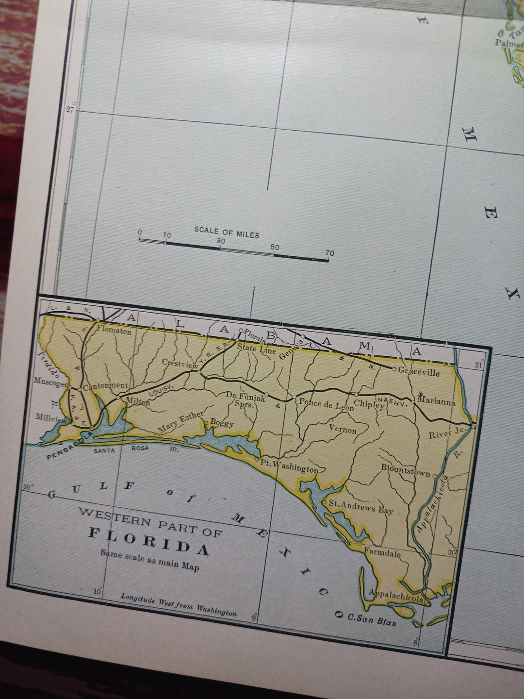 ~1906 Train Route Map of FLORIDA Railroad Lines stations Vintage Original 9×11″