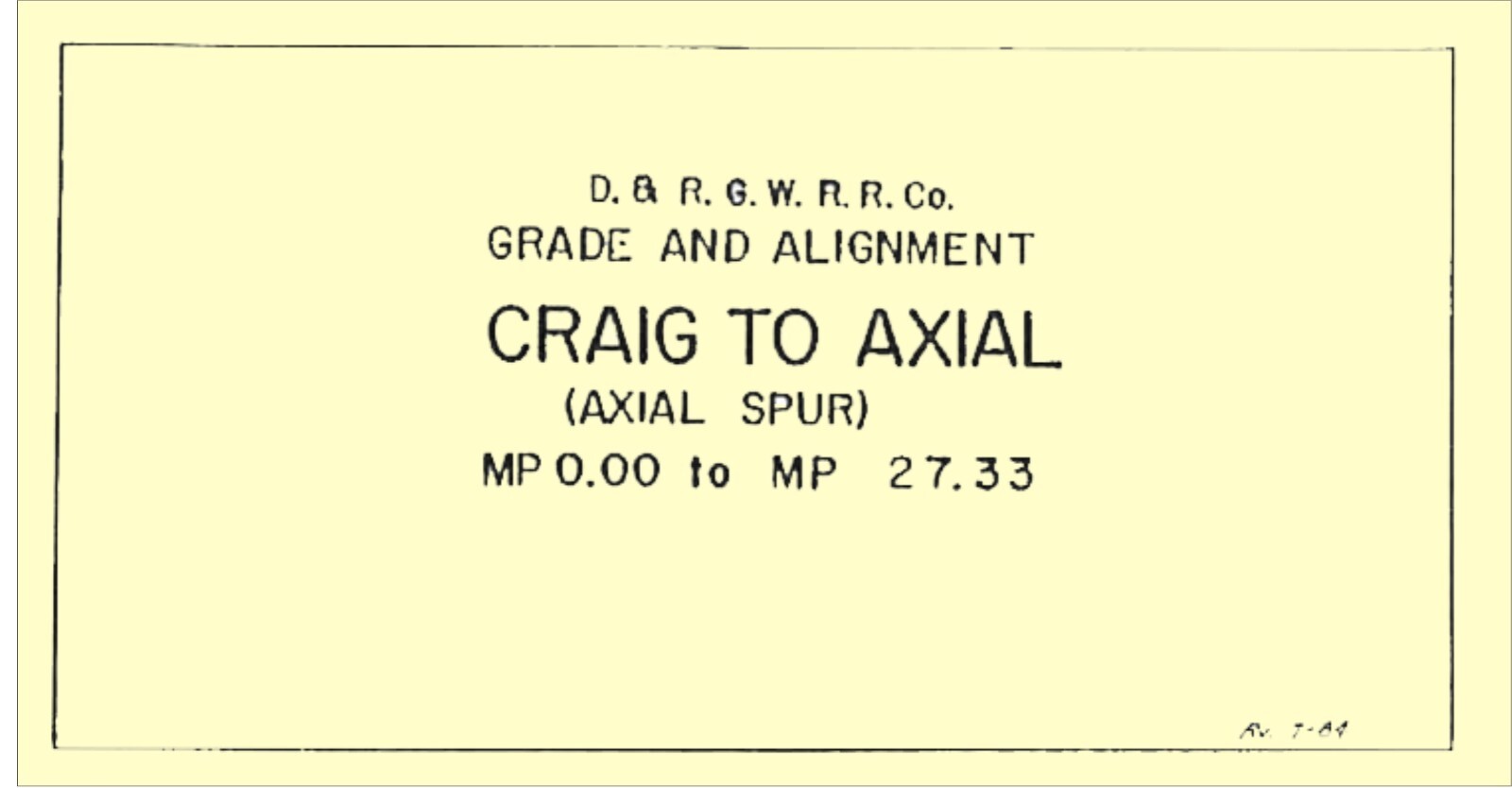 Denver & Rio Grande Western 1984 Graig to Axial Track Chart PDFPages on DVD