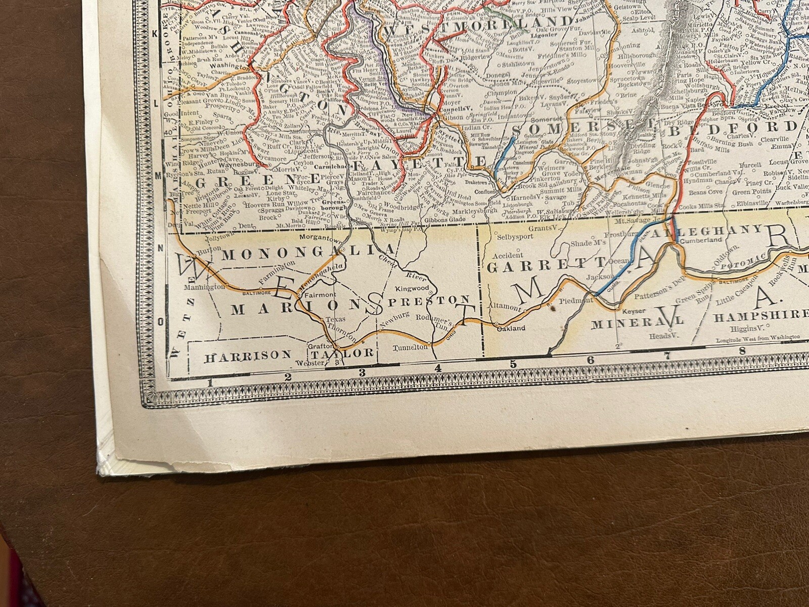 Antique, Original Railroad Map of Pennsylvania , A.A. Grant, 1887