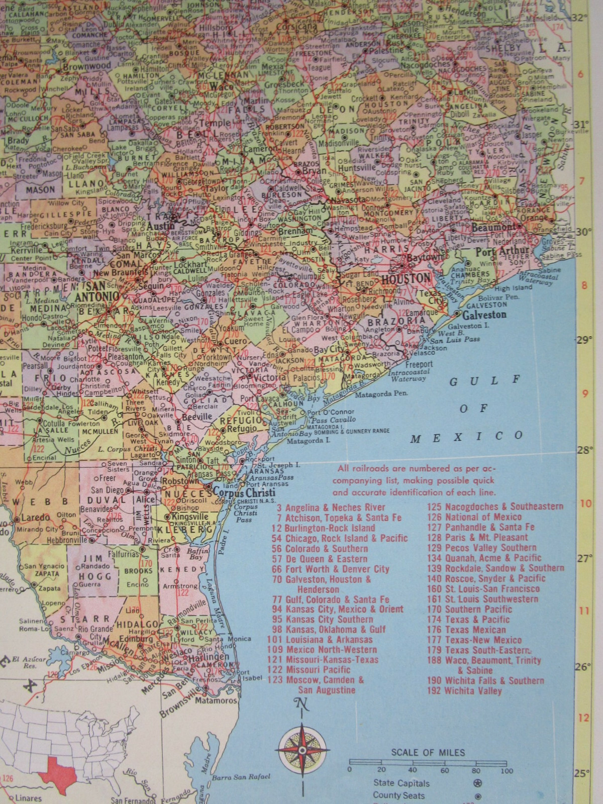 TX UT 1958 TEXAS RAILROAD MAP. PARIS & MT PLEASANT RR ~or~ UTAH 1950s
