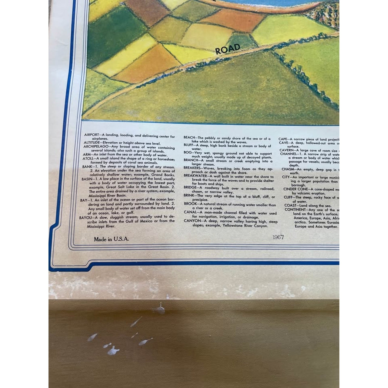 Large school map with geological terms made in 1967