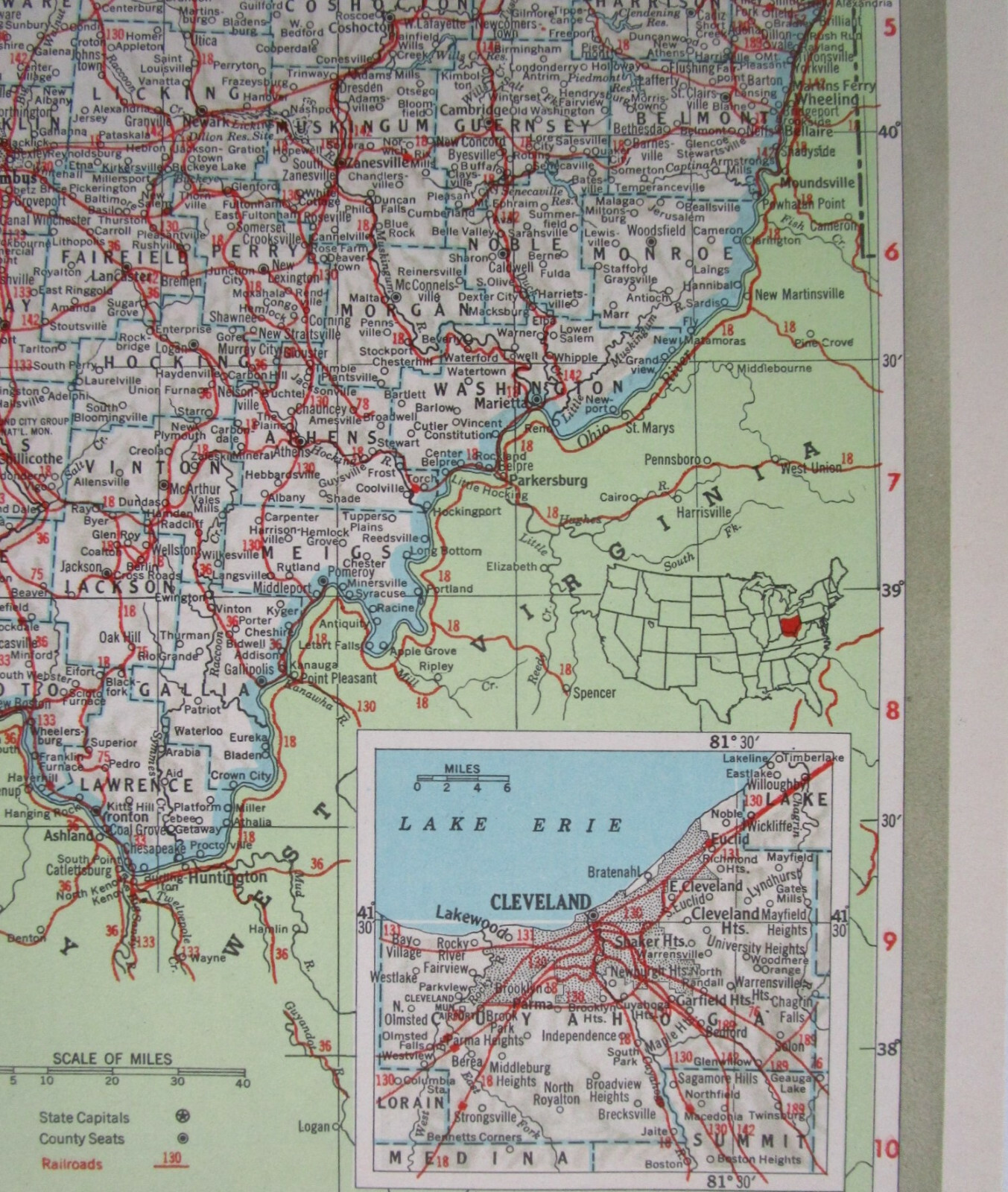 ND OH 1951 NORTH DAKOTA RAILROAD MAP. SOO, C&NW, GN or OHIO 1950s C&O, NKP, W&LE
