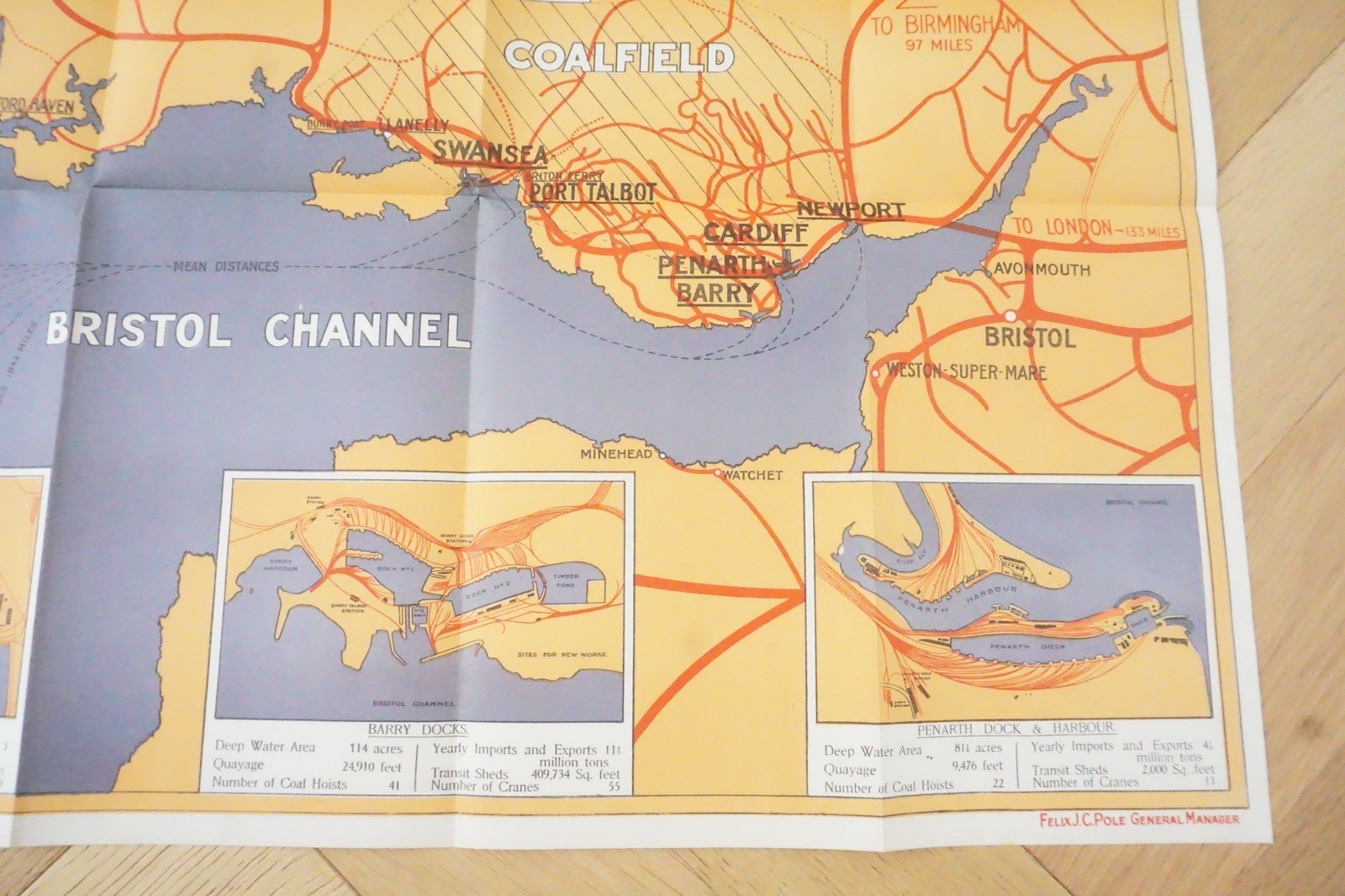 1928 GWR The South Wales Seaboard Harbour & Docks Railway Map