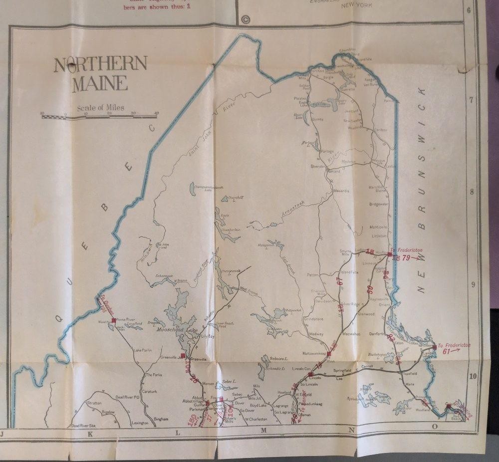 Vintage Hammond’s Auto Route & Distance Map New England Home Insurance Co.