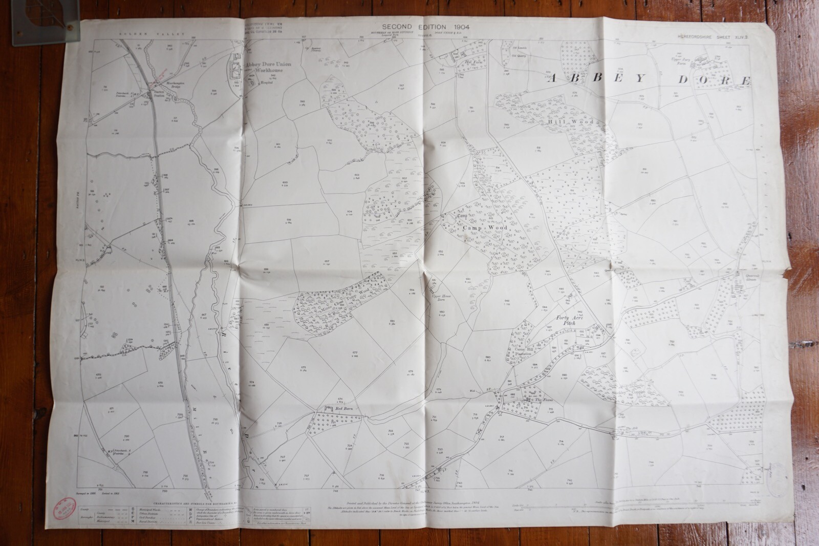 1904 1922 Abbey Dore Forty Acre Pitch Herford GWR Great Western OS Railway Map